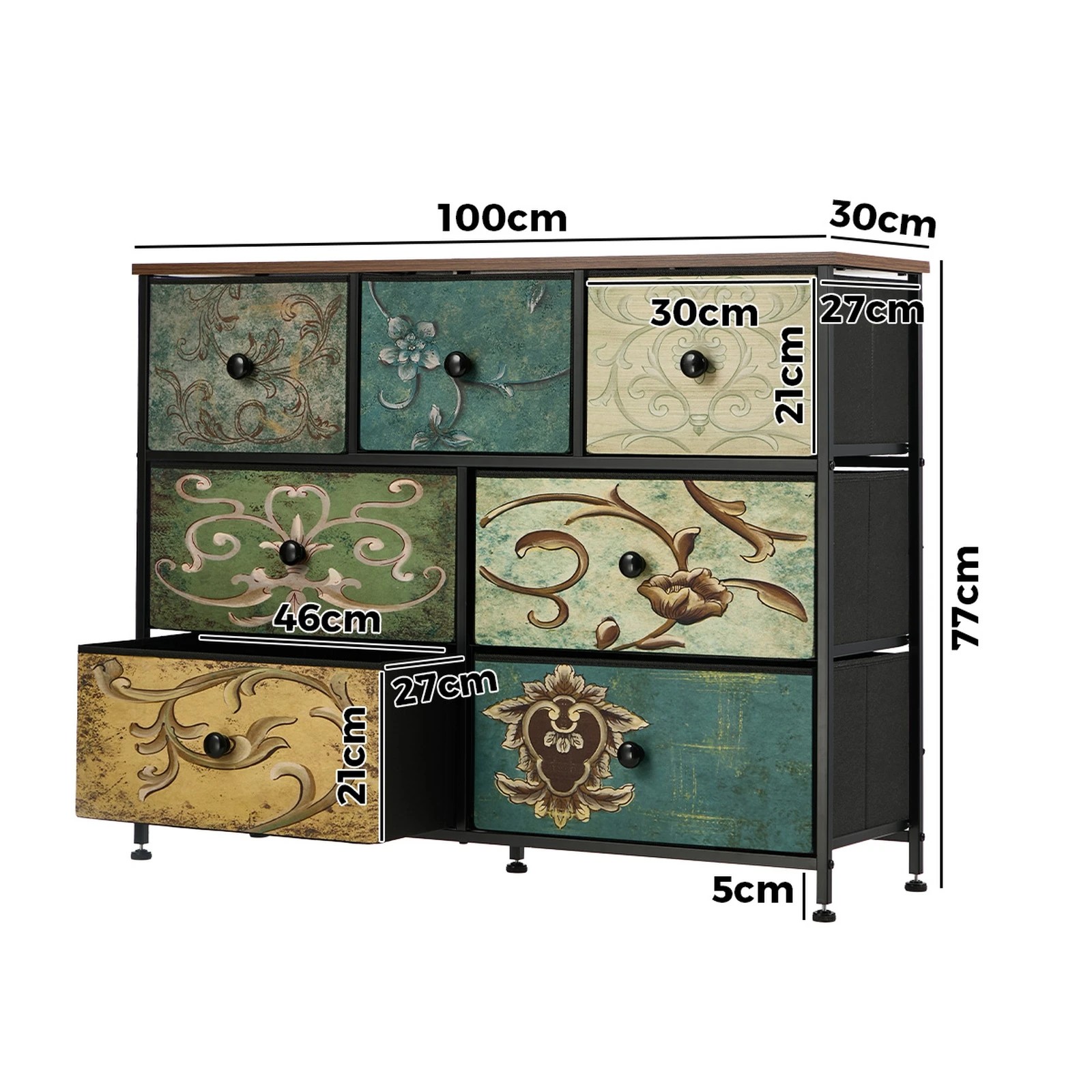 2 Oikiture 7 Chest of Drawers Fabric Storage Cabinet Tower Dresser Lowboy - Multi, 2 of 6