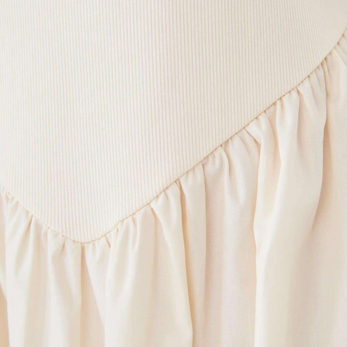 5 Short Sleeve Knit Woven V-Waist T-shirt Midi Dress Bge Cream, 5 of 7