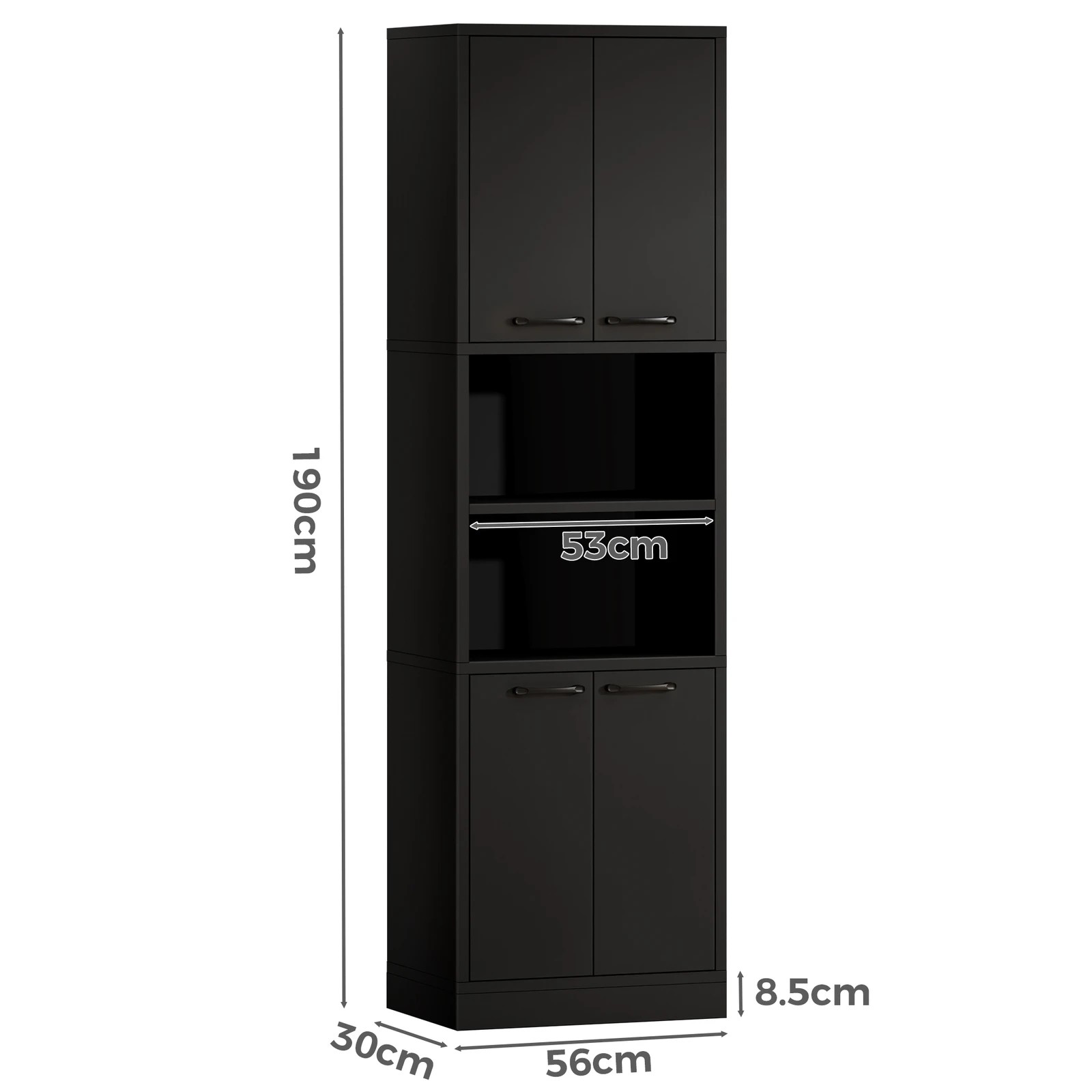 3 Alfordson Buffet Sideboard 190CM Storage Cabinet Tall Cupboard Kitchen - Black, 3 of 4