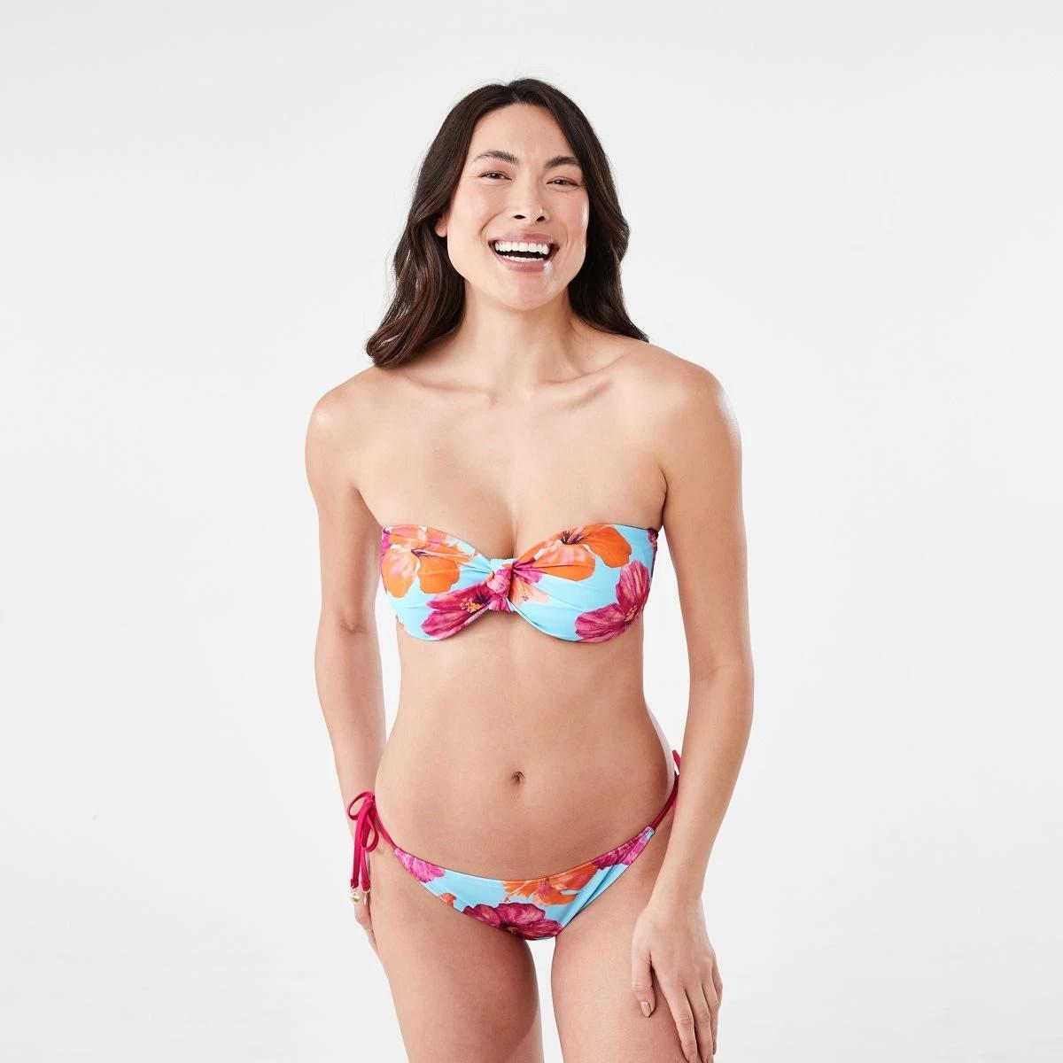 10 Bandeau Bikini Top HOT TROP CLEAR AQUA, 10 of 10