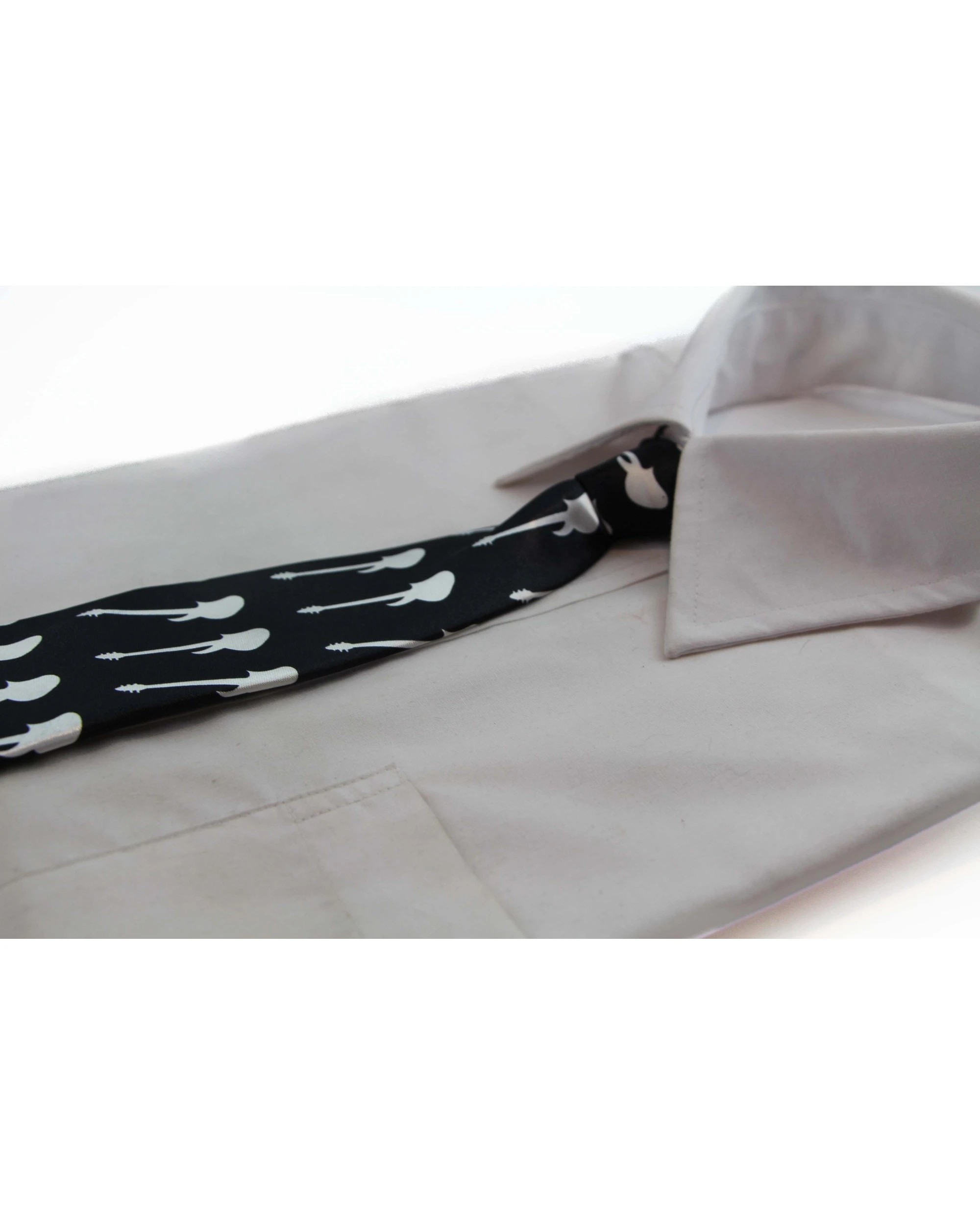 1 Zasel Kids Boys Black & White Patterned Elastic Neck Tie - Guitar - Multi, 1 of 3