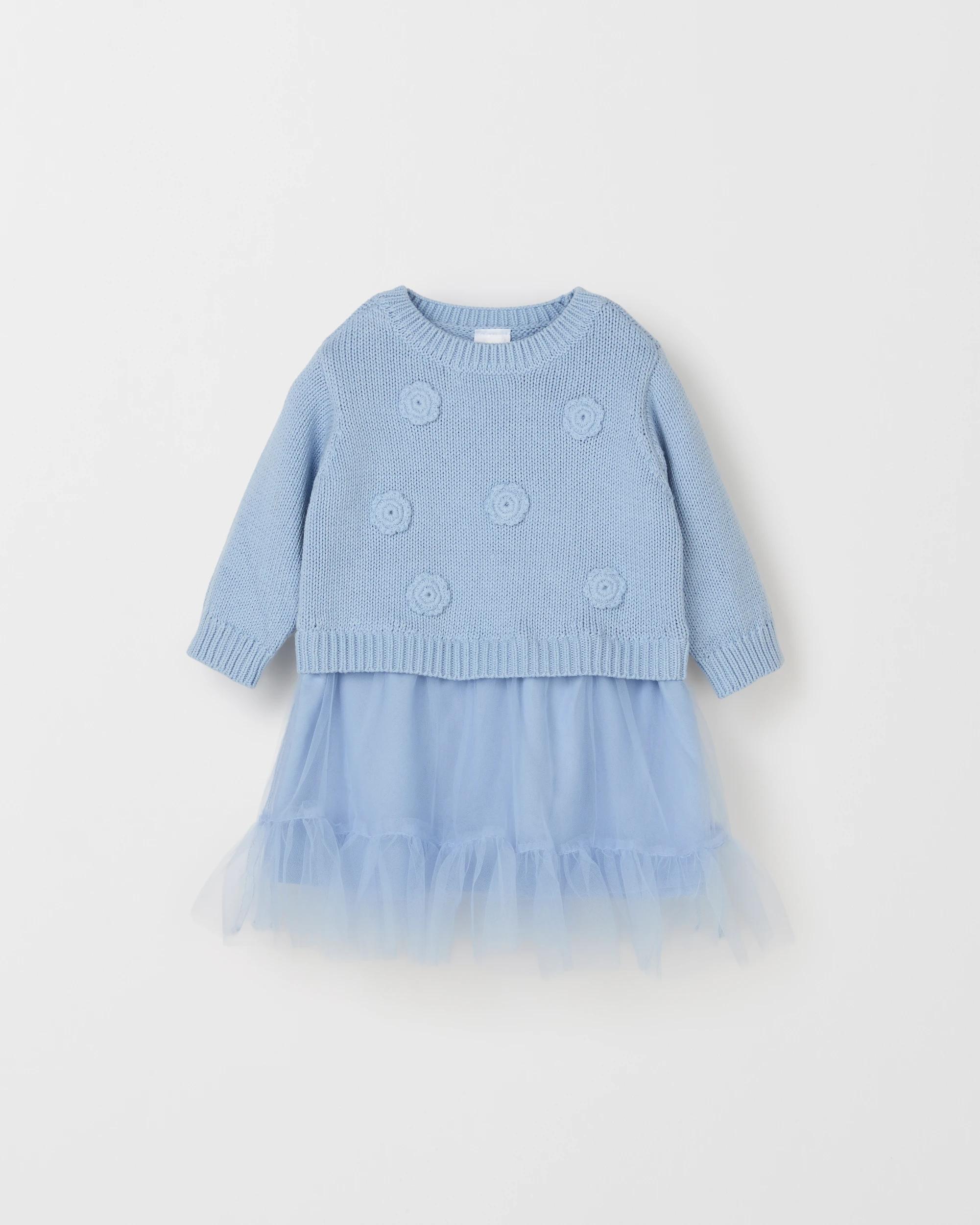 1 Target Baby Australian Cotton Knit Jumper Tutu Dress BLUE, 1 of 3