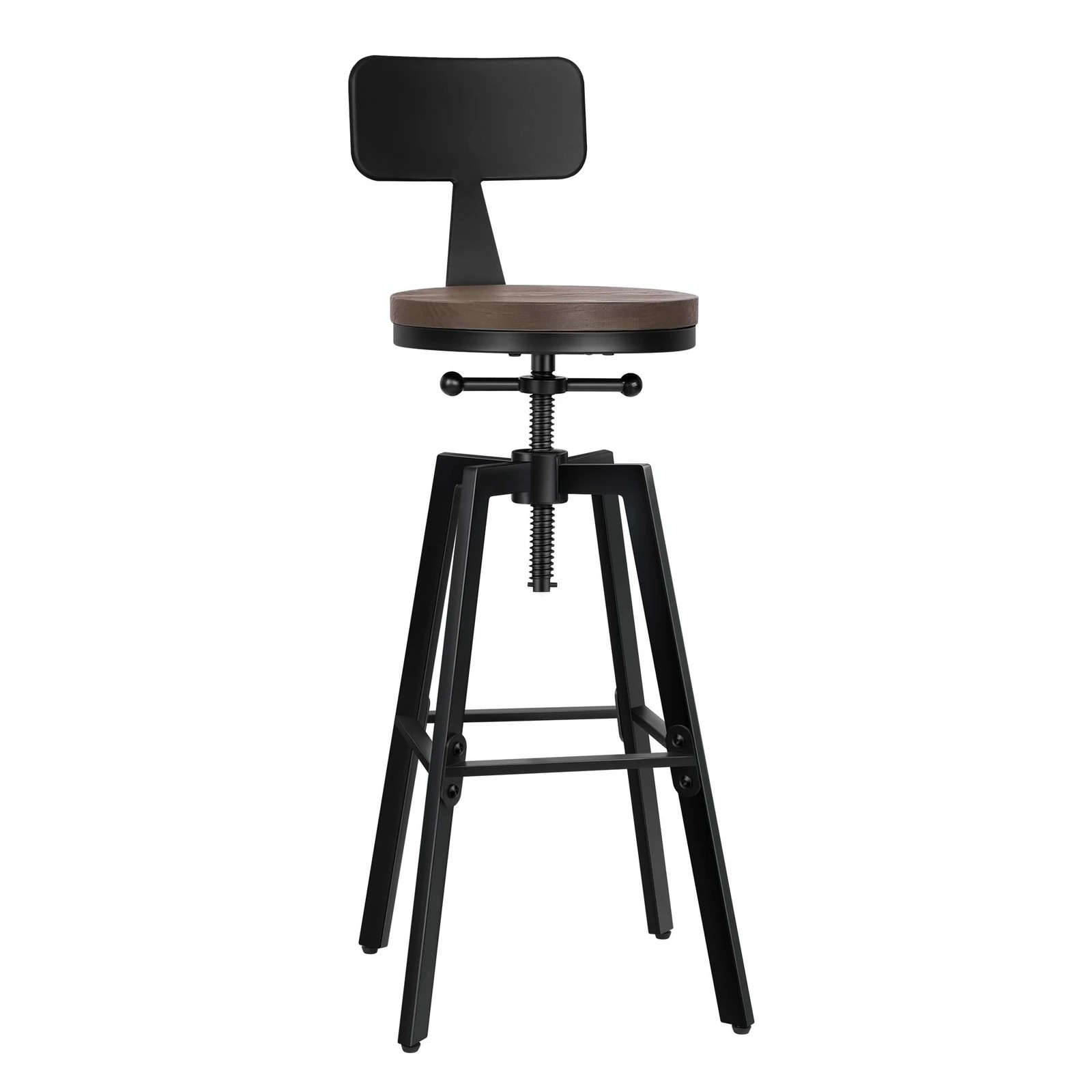 8 Alfordson 2x Bar Stool Retro Kitchen Vintage Chair Industrial Backrest Ezra - Black, 8 of 10