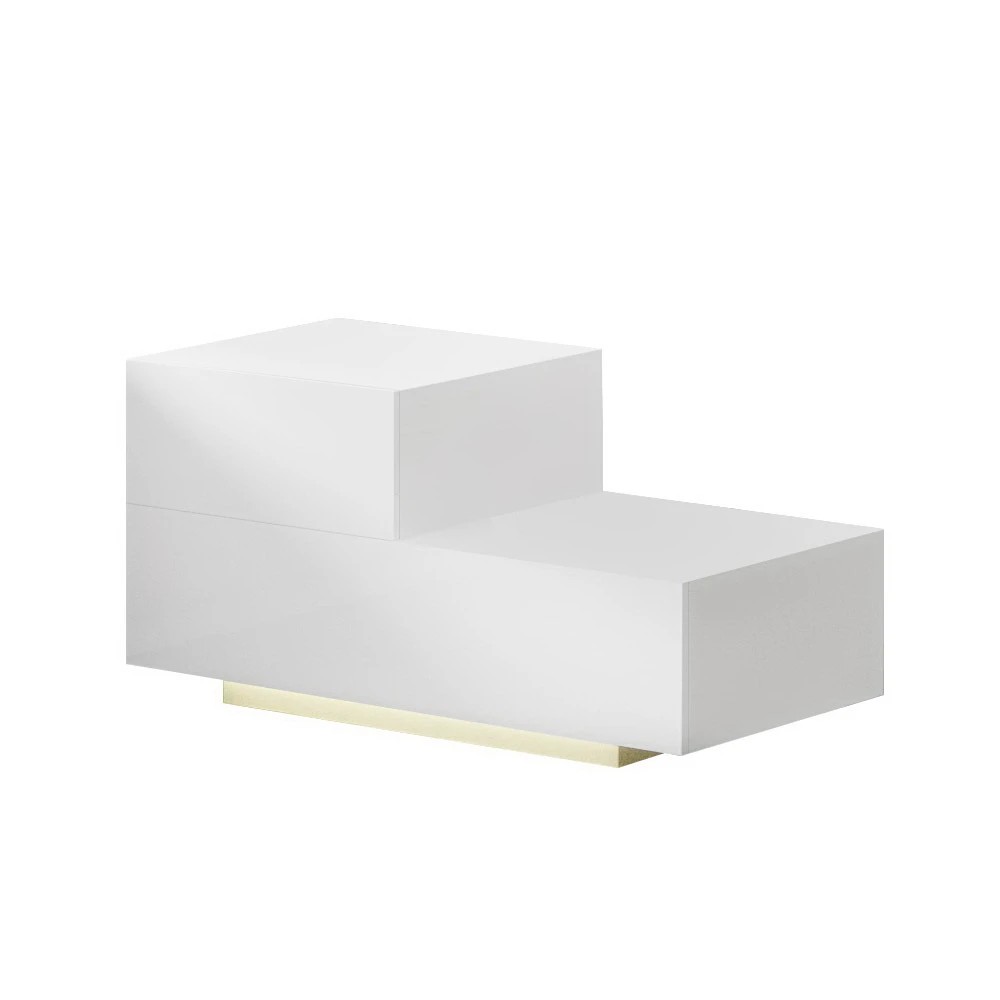 1 Artiss Bedside Tables LED 2 Drawers - REMI - White, 1 of 6