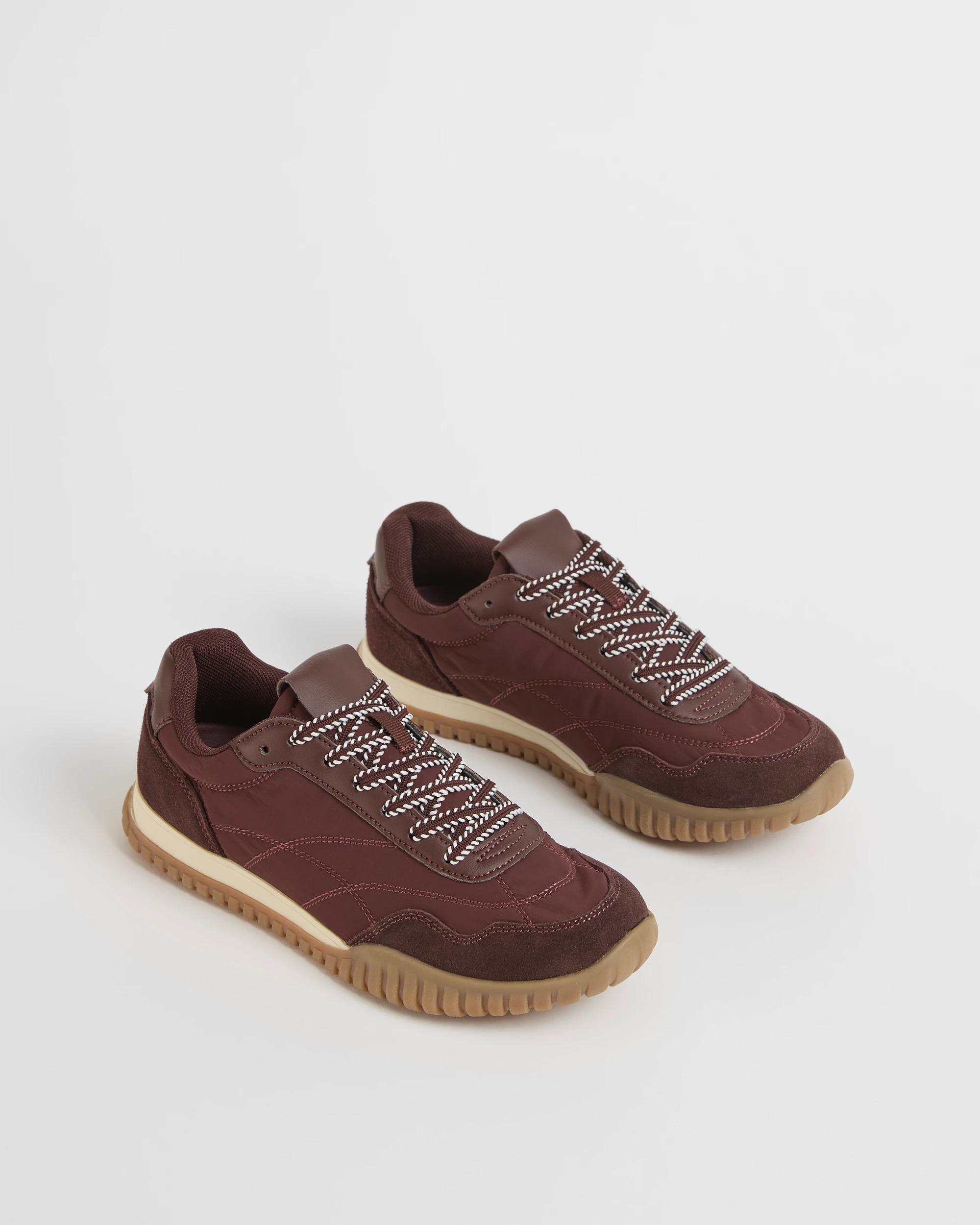 2 Target Woman Nylon Retro Sneakers - Rita BURGUNDY, 2 of 3