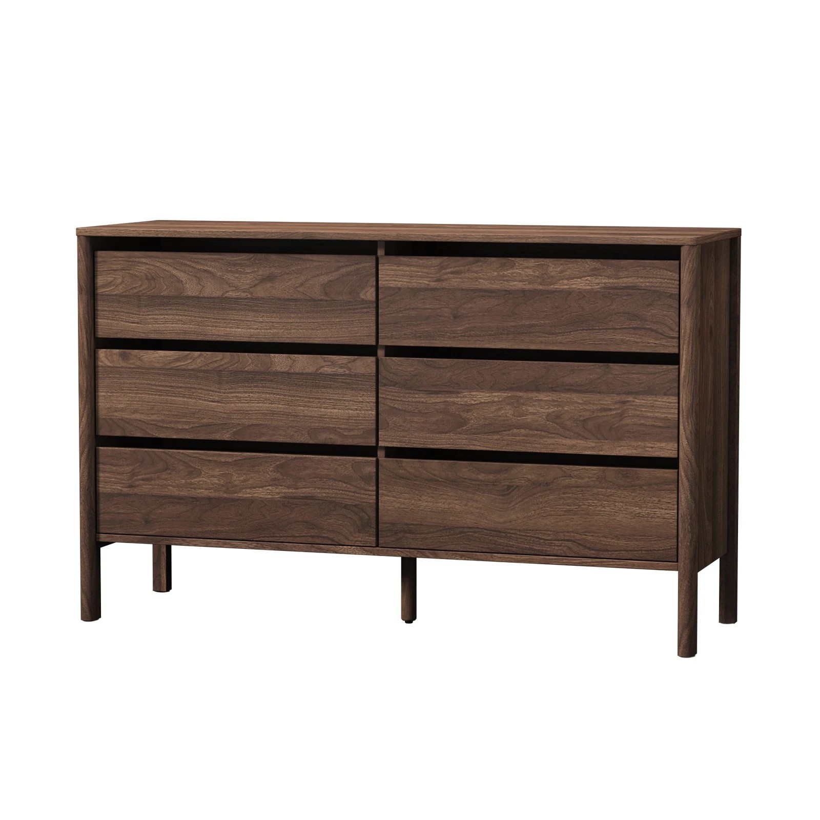 1 Oikiture 6 Chest Of Drawers Dresser Lowboy Storage Handle-Free Bedroom - Brown, 1 of 8