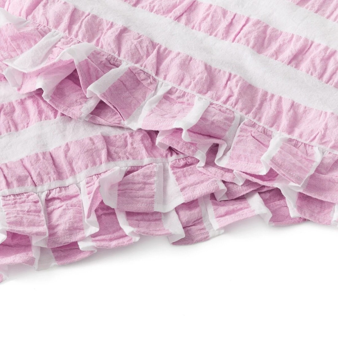 5 Ruffle Stripe Cotton Reversible Quilt Cover Set - Double Bed, Mauve, 5 of 7