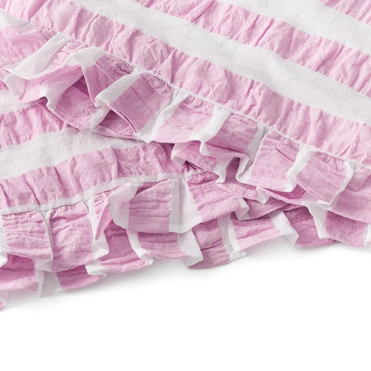 5 Ruffle Stripe Cotton Reversible Quilt Cover Set - Double Bed, Mauve, 5 of 7