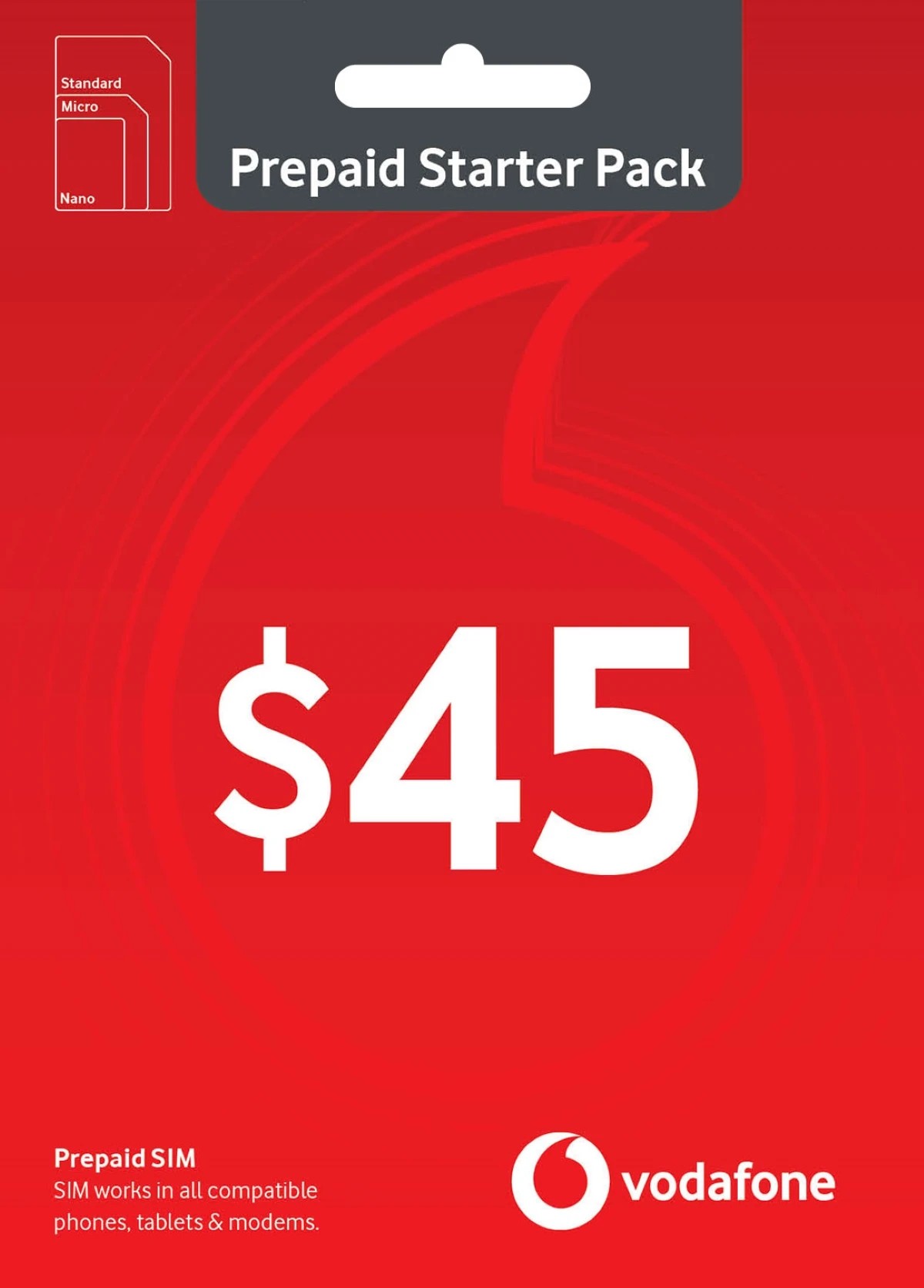 1 Vodafone $45 Prepaid SIM Starter Pack