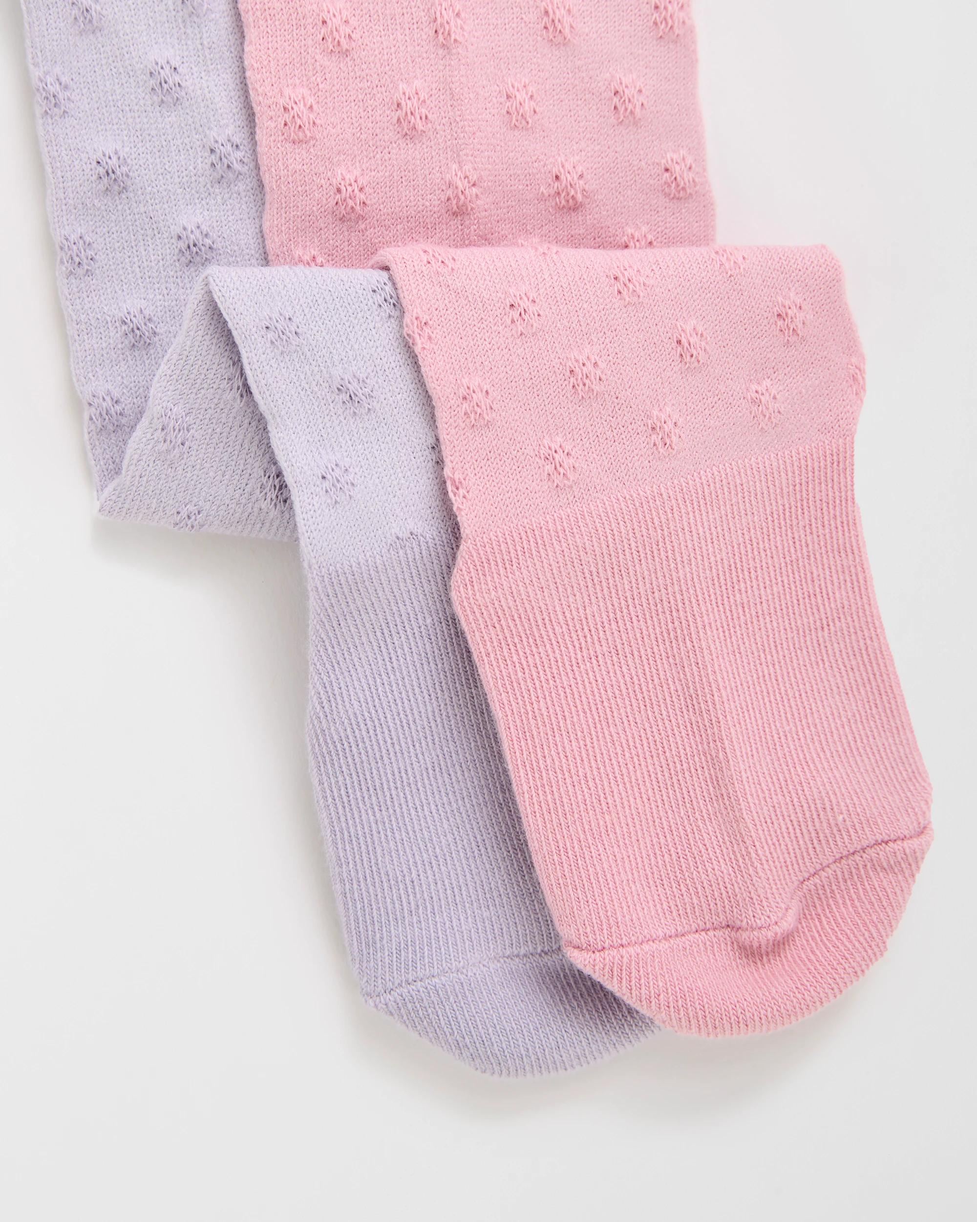 2 Maxx Baby Australian Cotton Blend 2 Pack Jacquard Spot Tights , 2 of 3