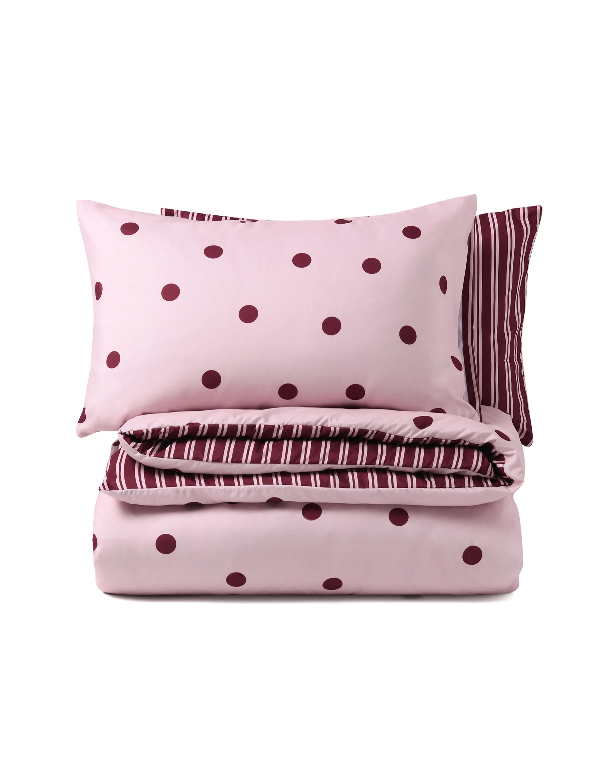 6 Dreamaker Pippa Polka Dot & Stripe Reversible Quilt Cover Set - King Bed - Pink/Plum, 6 of 6