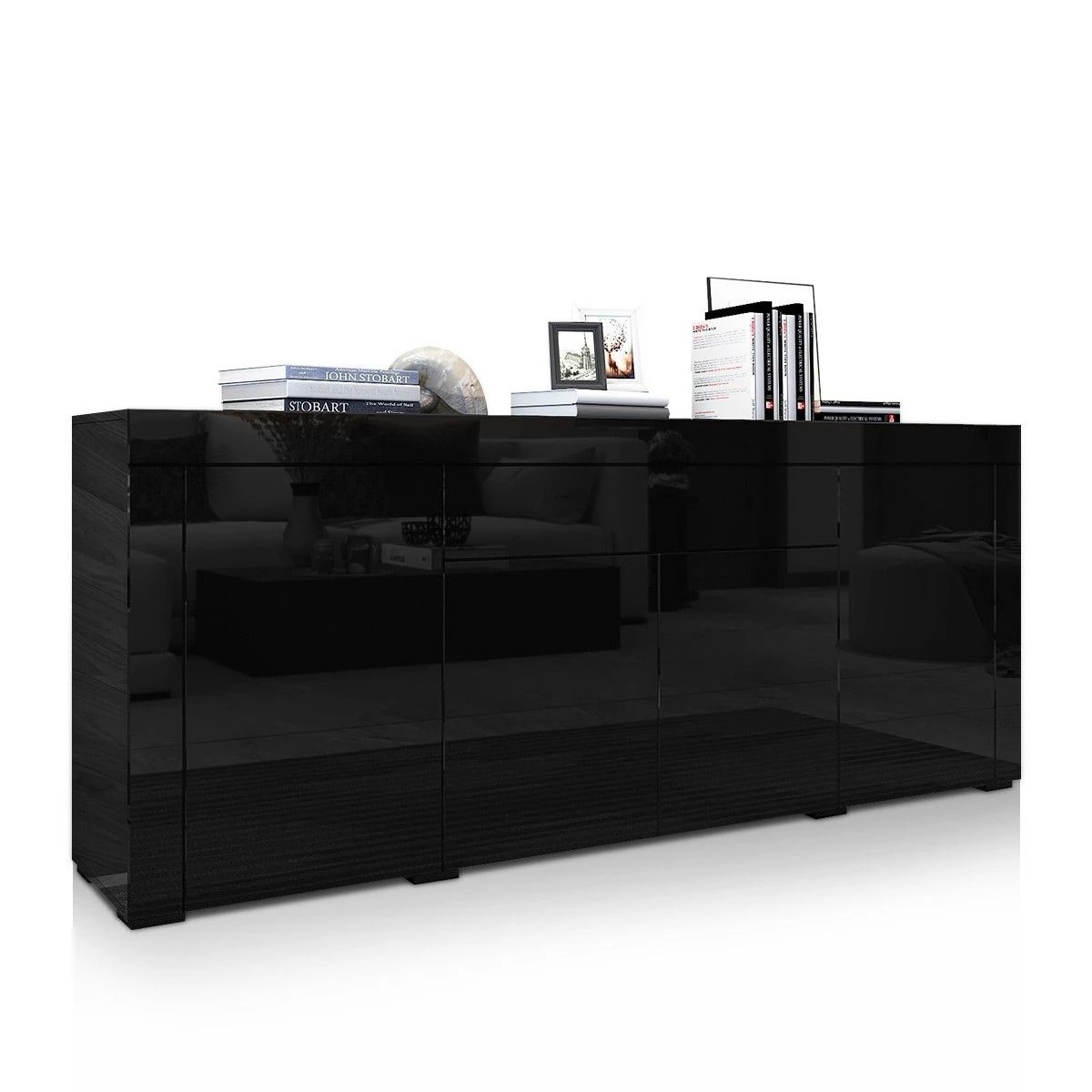 4 Ausway Sideboard Buffet Cabinet Table 4 Doors 1 Drawer High Gloss Storage Cupboard, 4 of 8