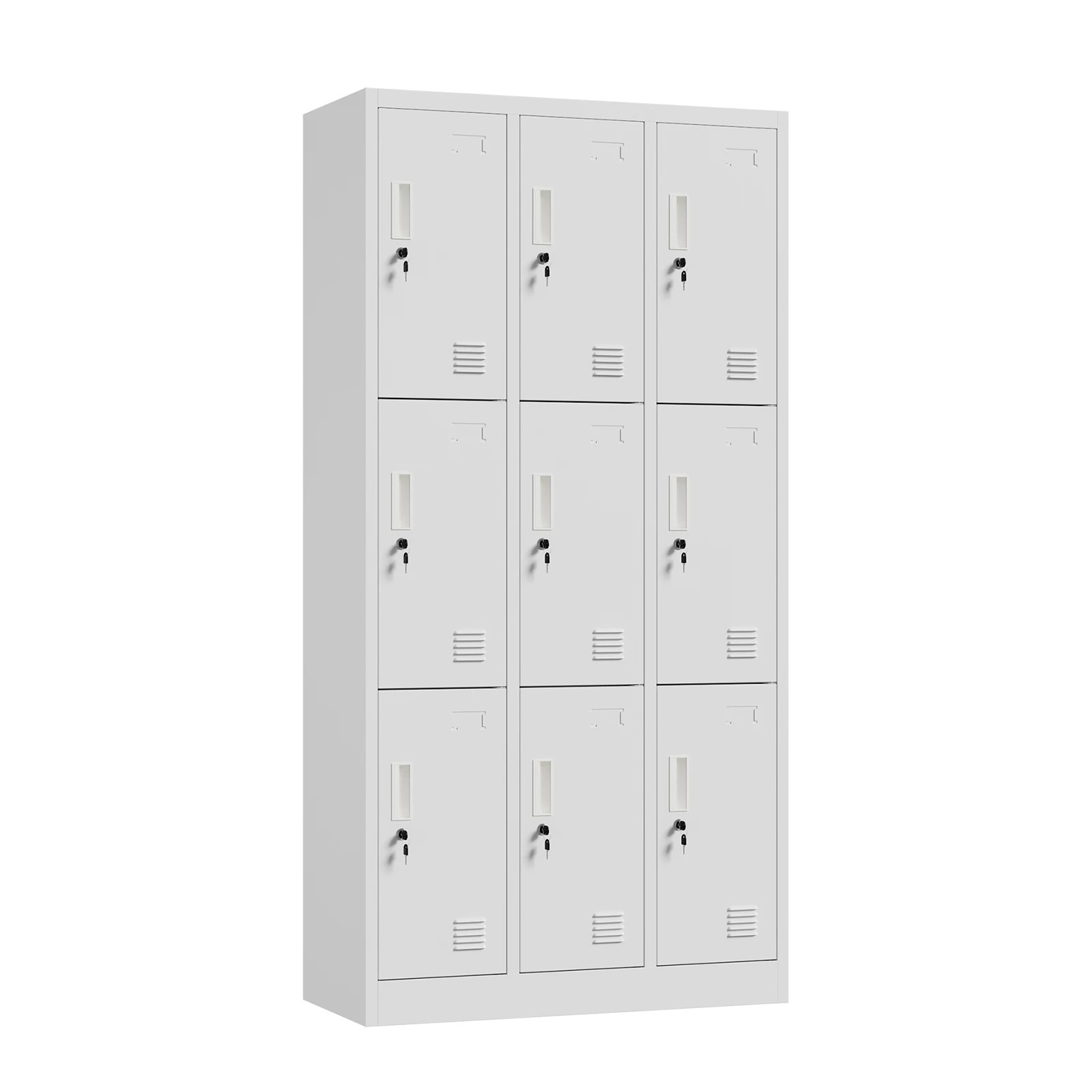 1 Oikiture 9 Doors Locker Cabinet Steel Storage Cupboard Office School Gym - White, 1 of 9