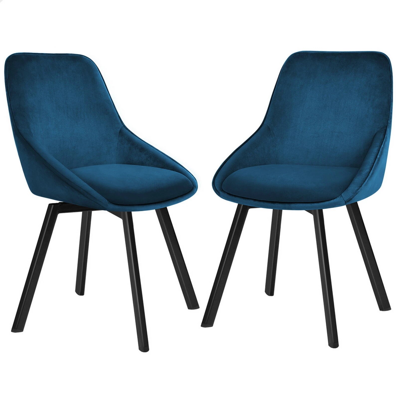 1 Alfordson 2x Dining Chairs Accent Kitchen Swivel Lounge Padded Seat Velvet - Blue, 1 of 9