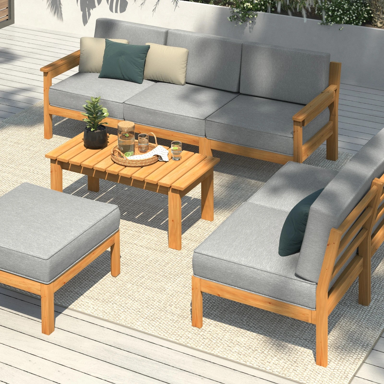 3 Livsip 7 Piece Outdoor Sofa Set Lounge Setting - Multi, 3 of 7