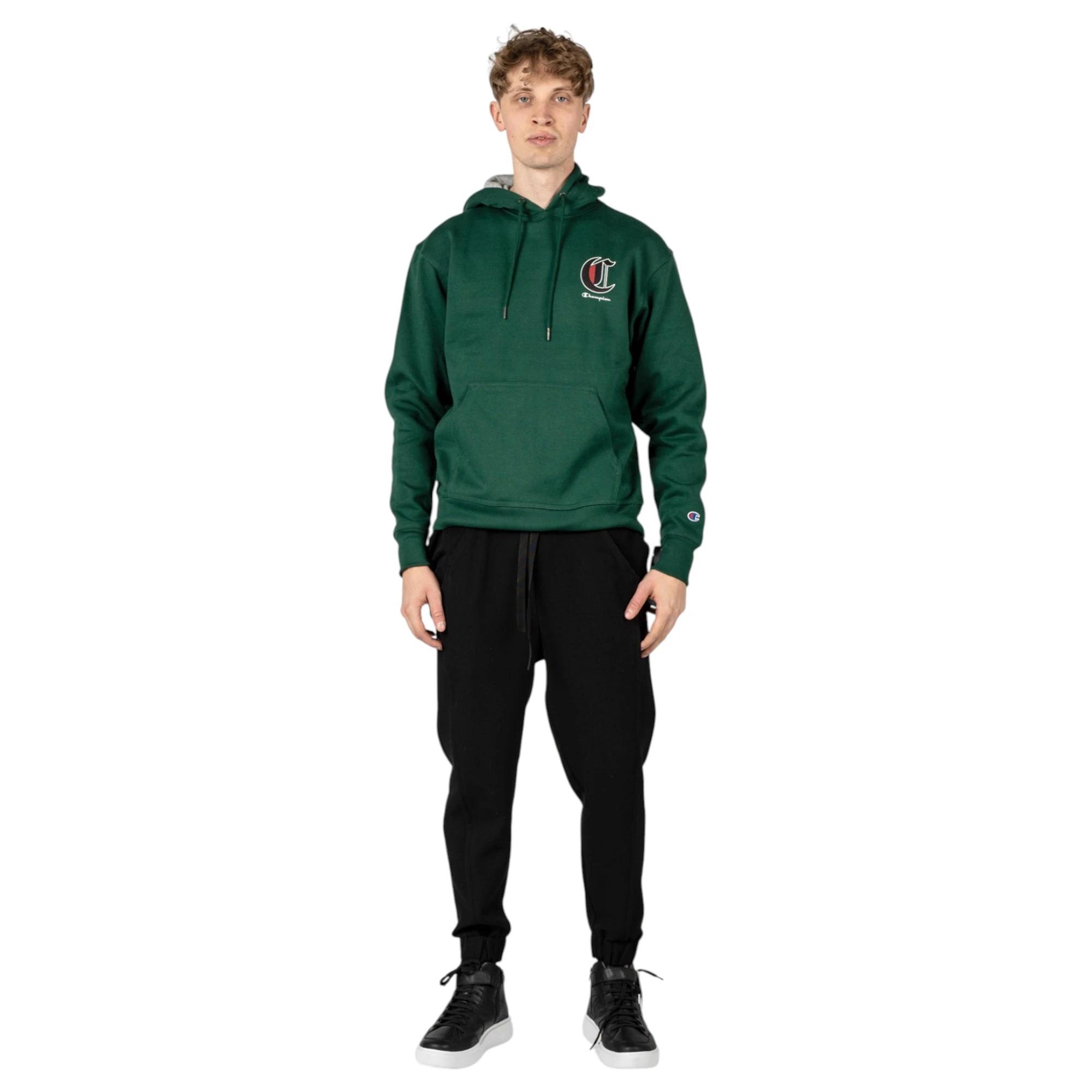 1 Champion Mens Powerblend Forest Peak Green Graphic Hoodie GREEN, 1 of 7