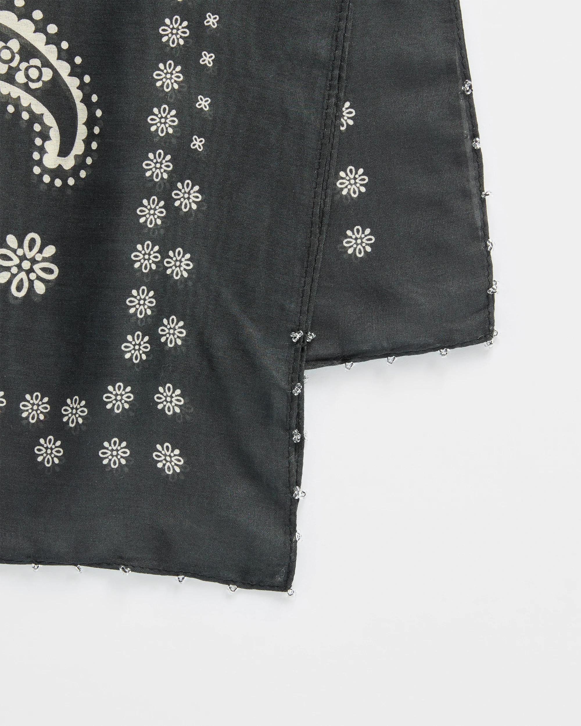 2 Target Bead Trim Paisley Print Square Scarf BLACK, 2 of 2