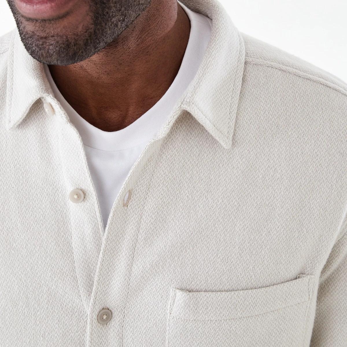6 Long Sleeve Jacquard Overshirt STRING BEIGE, 6 of 7