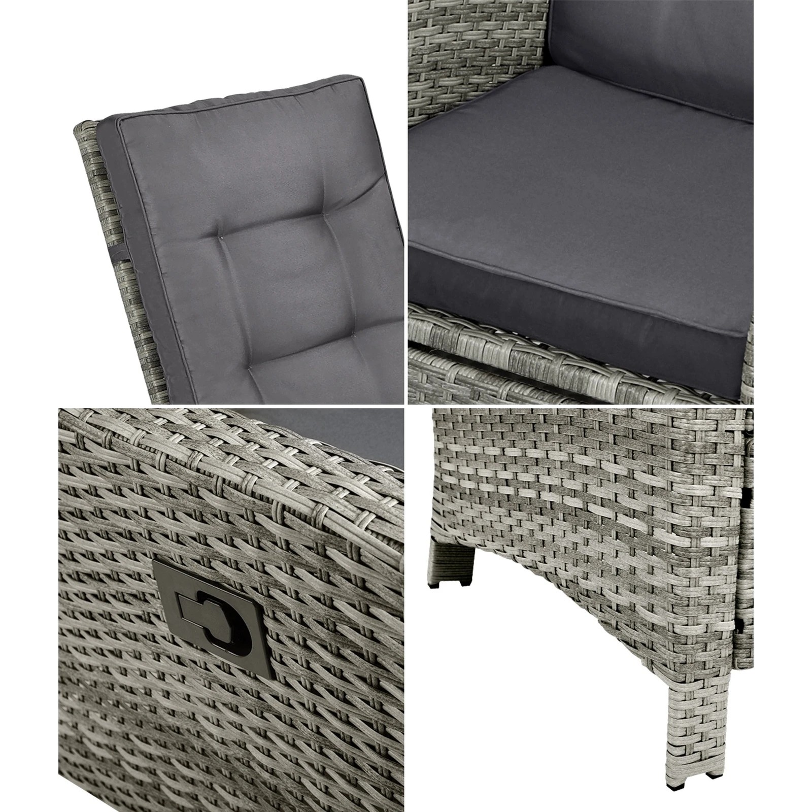 4 Livsip Recliner Chairs Outdoor Sun Lounger Setting Wicker Sofa Patio Furniture
 - Grey, 4 of 9