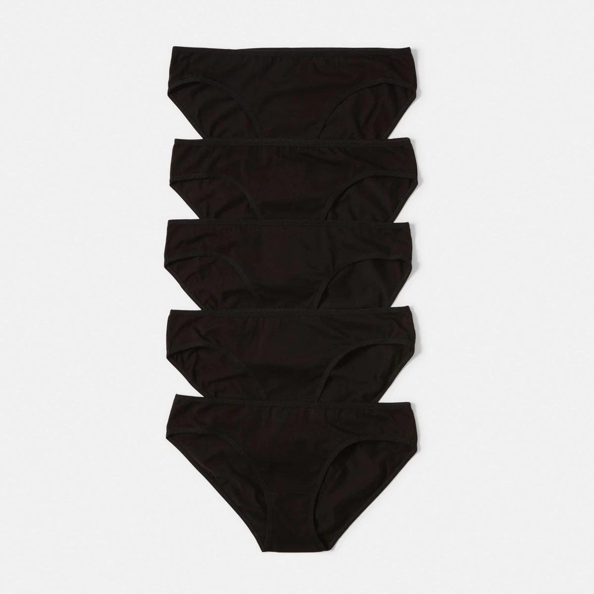 1 5 Pack Cotton Stretch Bikini Briefs BLACK, 1 of 6