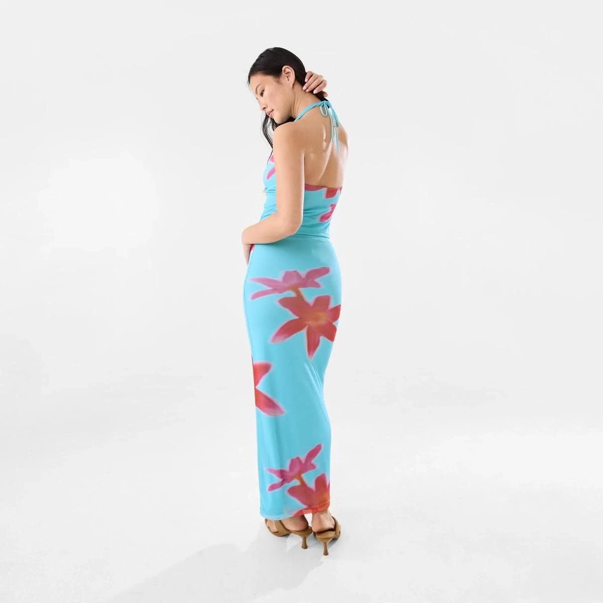 6 Sleeveless Mesh Cowl Halter Top HOT TROP CLEAR AQUA, 6 of 9