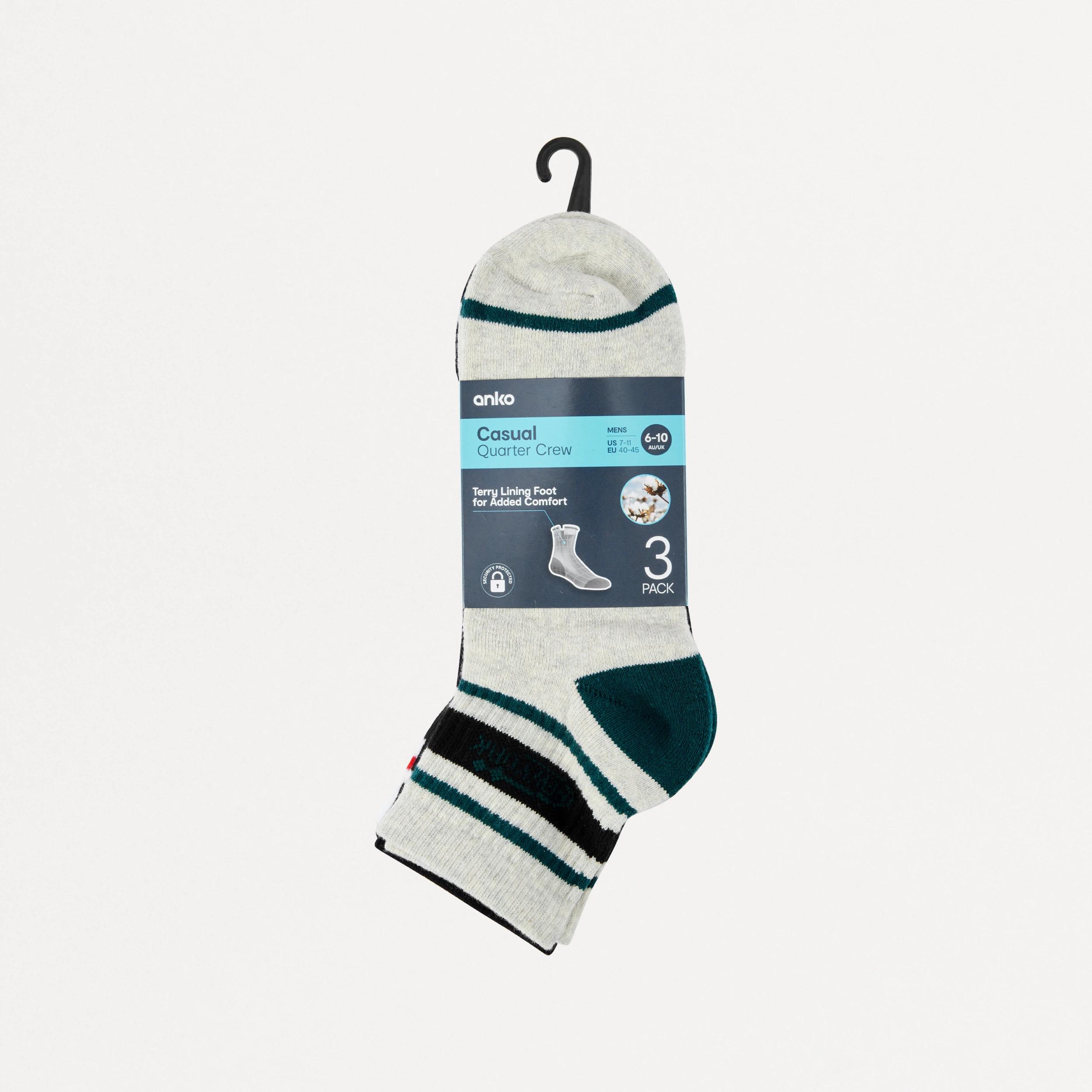 3 3 Pack Retro Rib Quarter Crew Socks Multi Ny, 3 of 4
