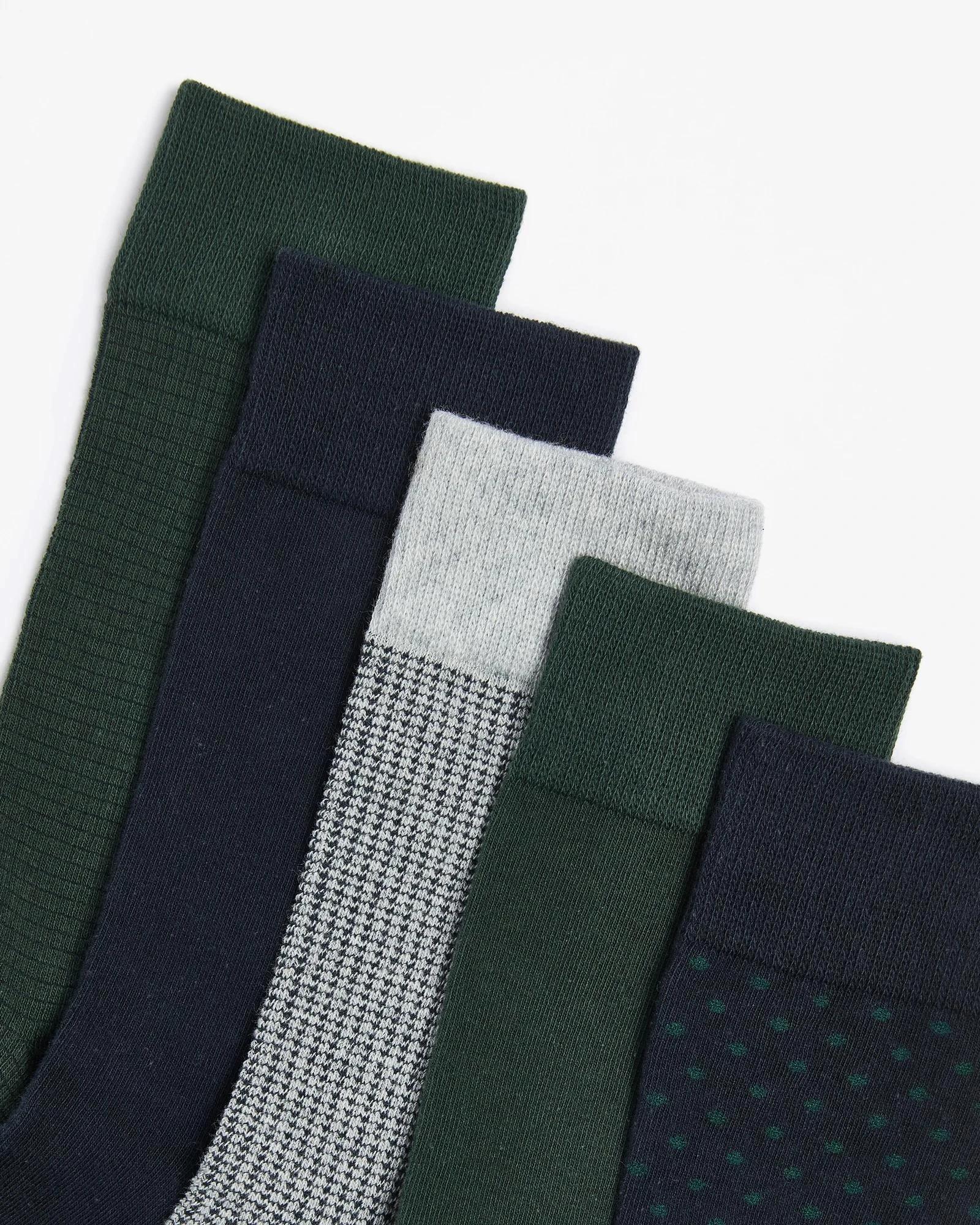 2 Australian Cotton Blend 5 Pack Business Crew Socks - Maxx NAVY/GREEN PRINT, 2 of 3