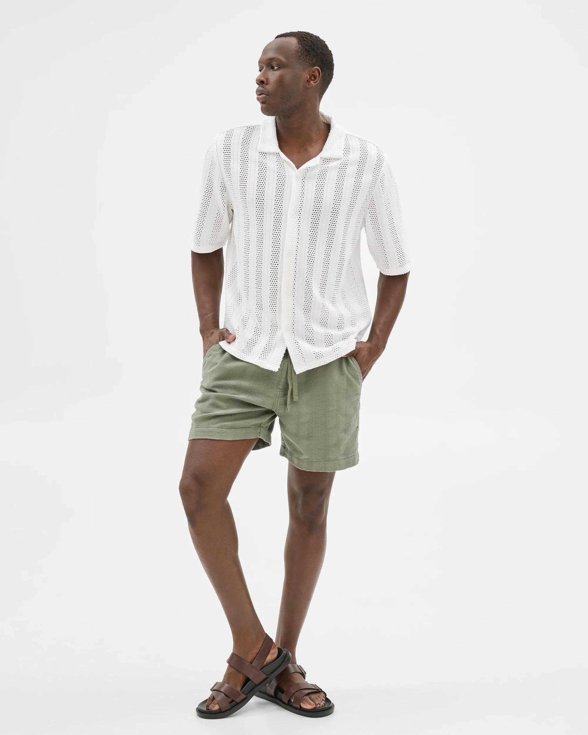 2 Australian Cotton Textured Knit Shorts - Commons KHAKI, 2 of 6