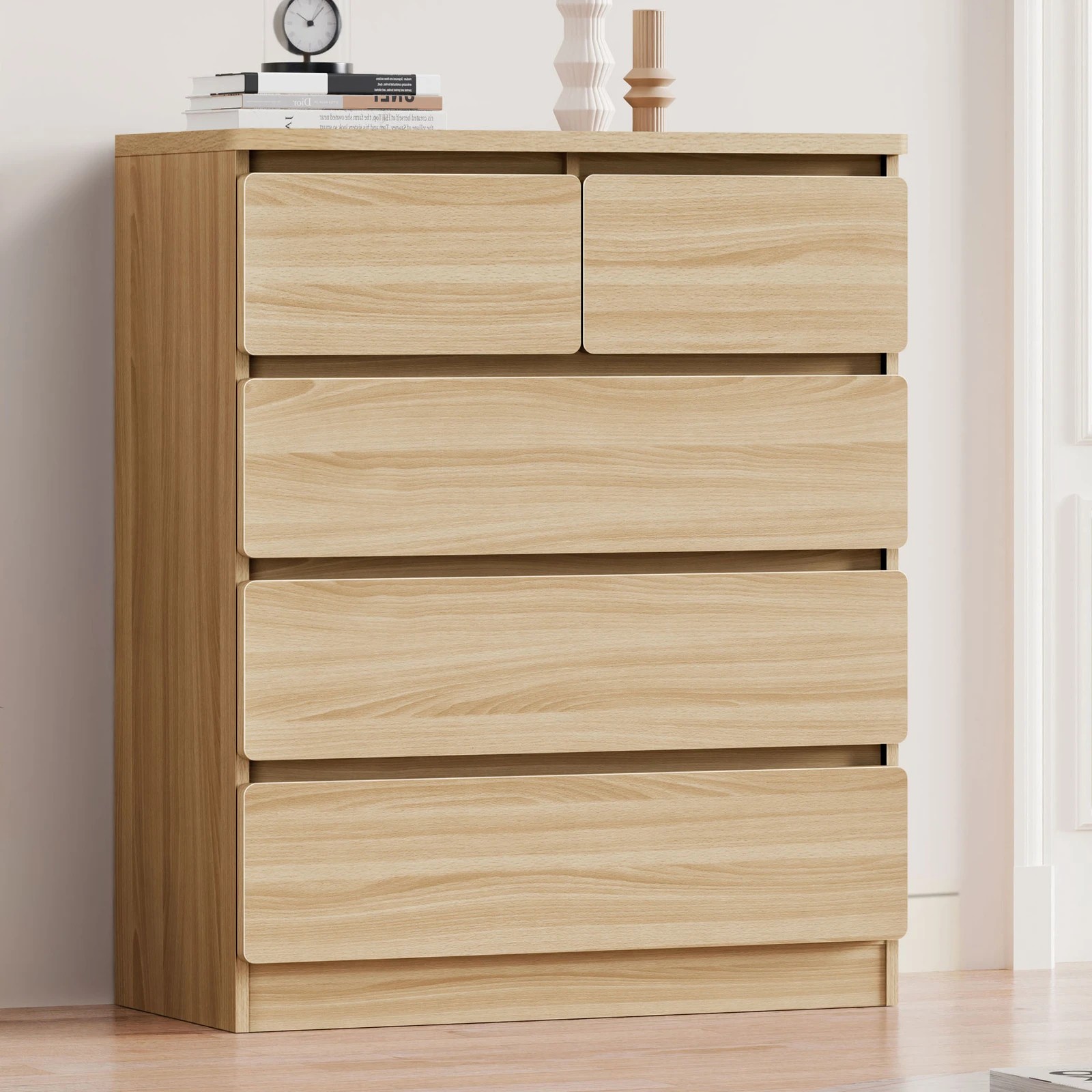 8 Alfordson 5 Chest of Drawers Minimalist Storage Cabinet Dresser - Oak, 8 of 10