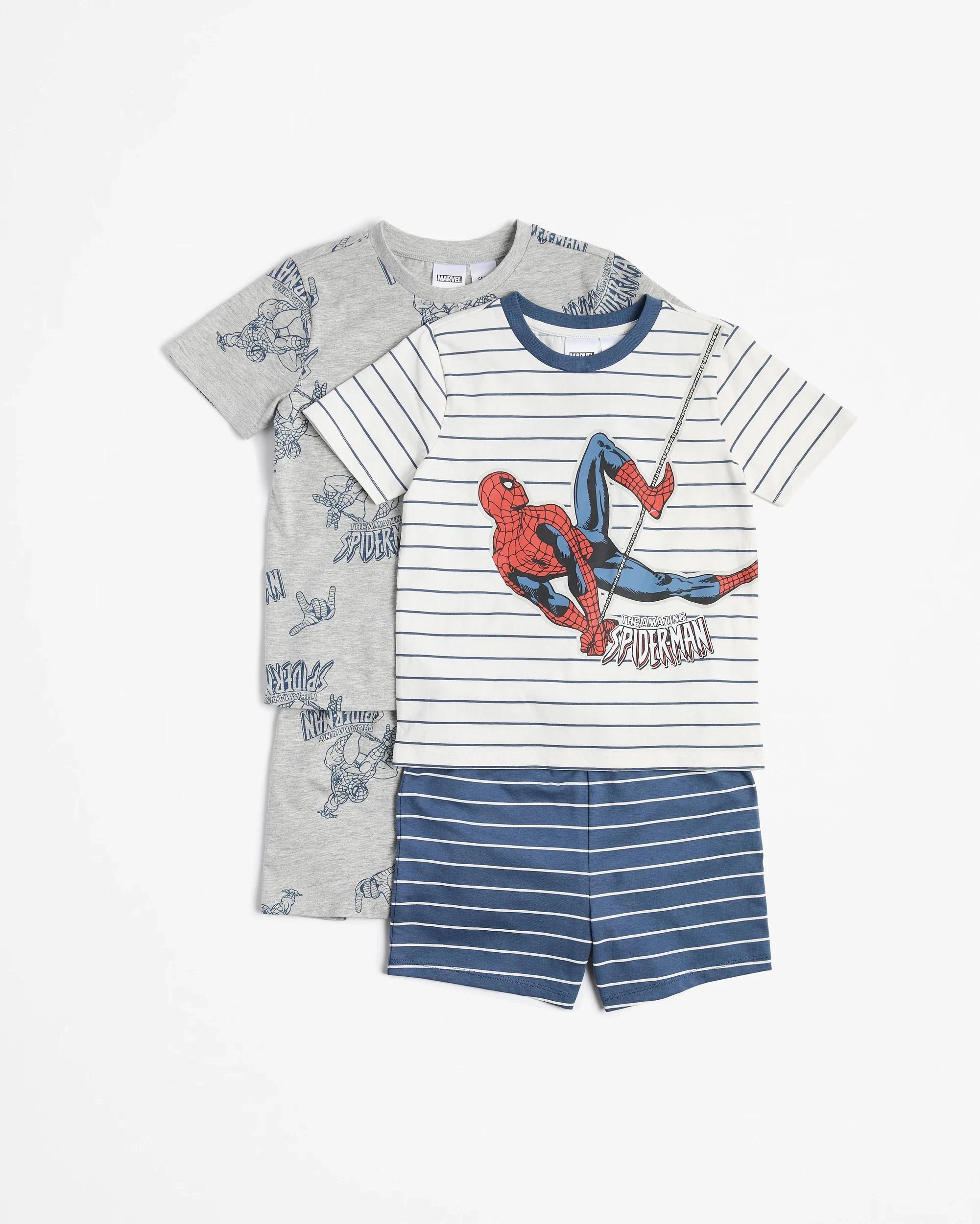 1 Spider-Man Younger Kids Australian Cotton Print Pyjama Set 2 Pack BLUE, 1 of 4