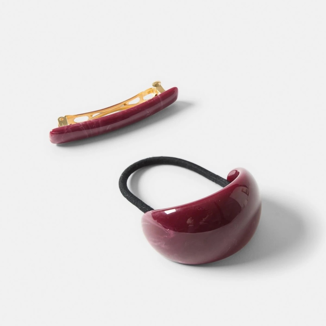 1 2 Pack Red Barrette Hair Tie and Clip Set, 1 of 4