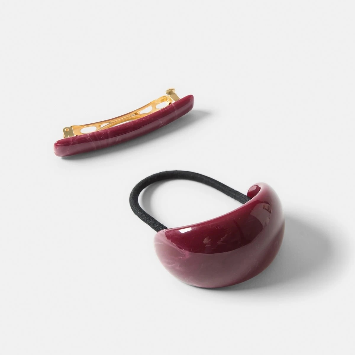 1 2 Pack Red Barrette Hair Tie and Clip Set, 1 of 4