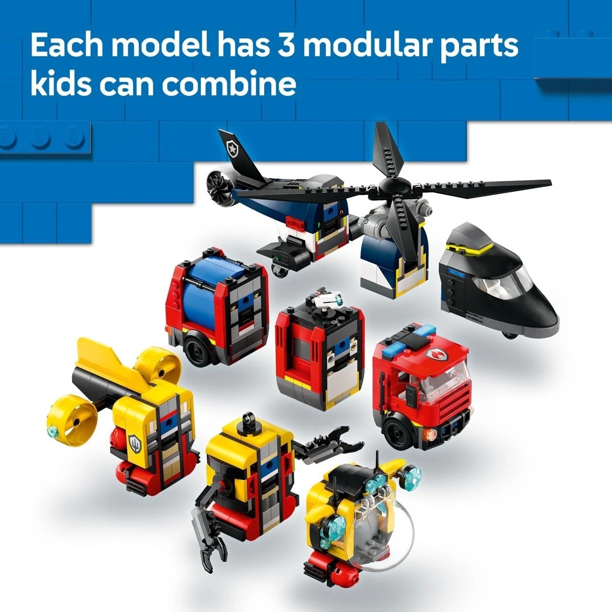 6 LEGO City Helicopter, Fire Engine & Submarine Remix 60462, 6 of 9