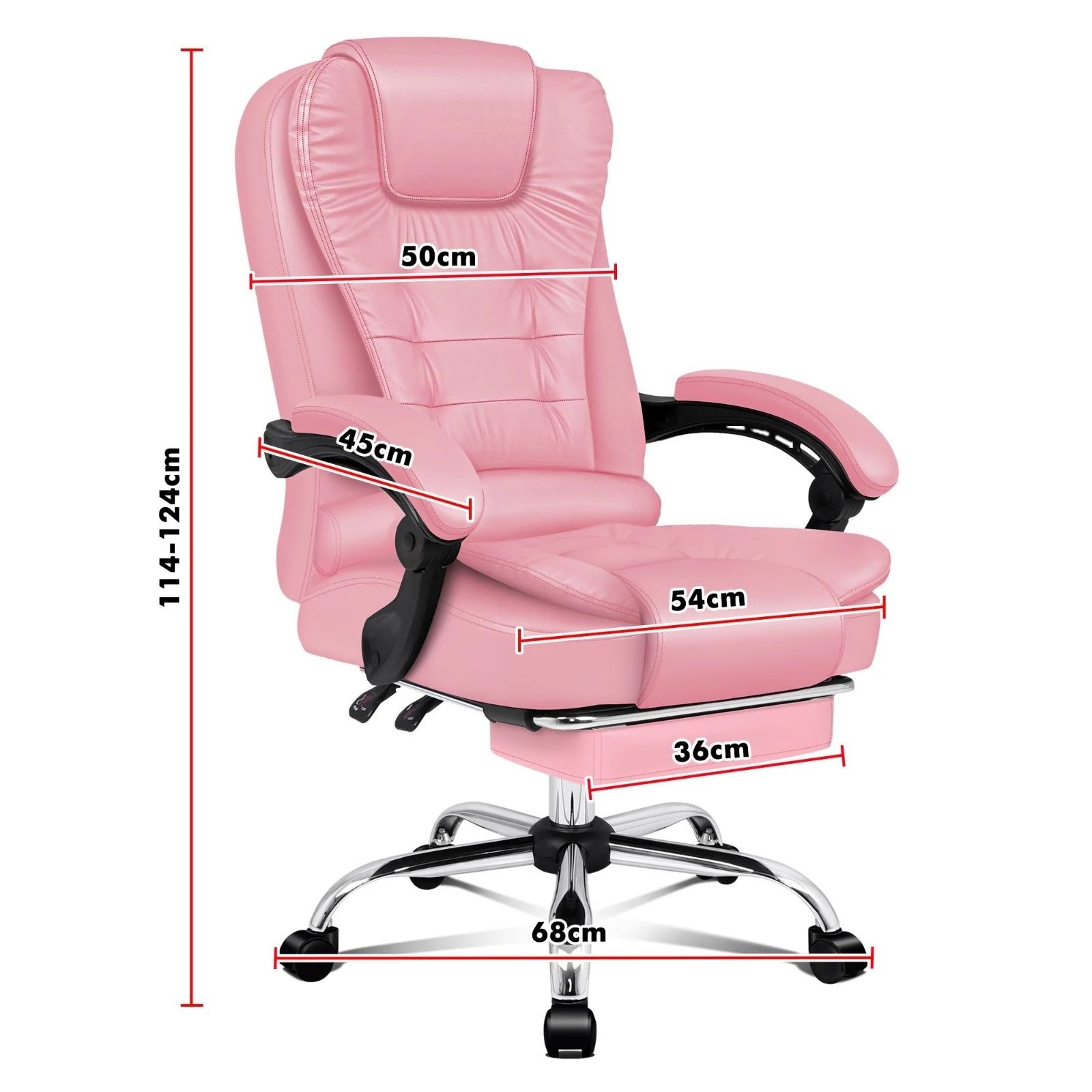 4 Alfordson Office Chair Gaming Executive Computer Racer Footrest PU Leather Seat - Pink, 4 of 10