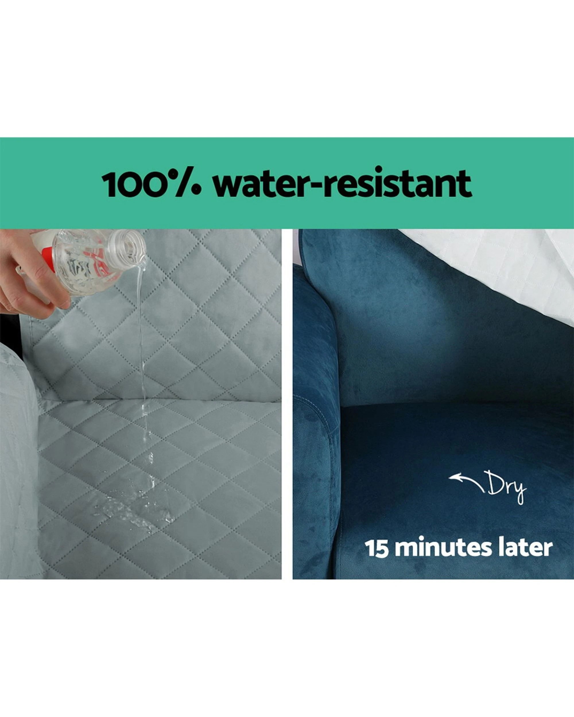 3 Artiss Sofa Cover Couch Covers 3 Seater 100% Water Resistant
 - Grey, 3 of 3