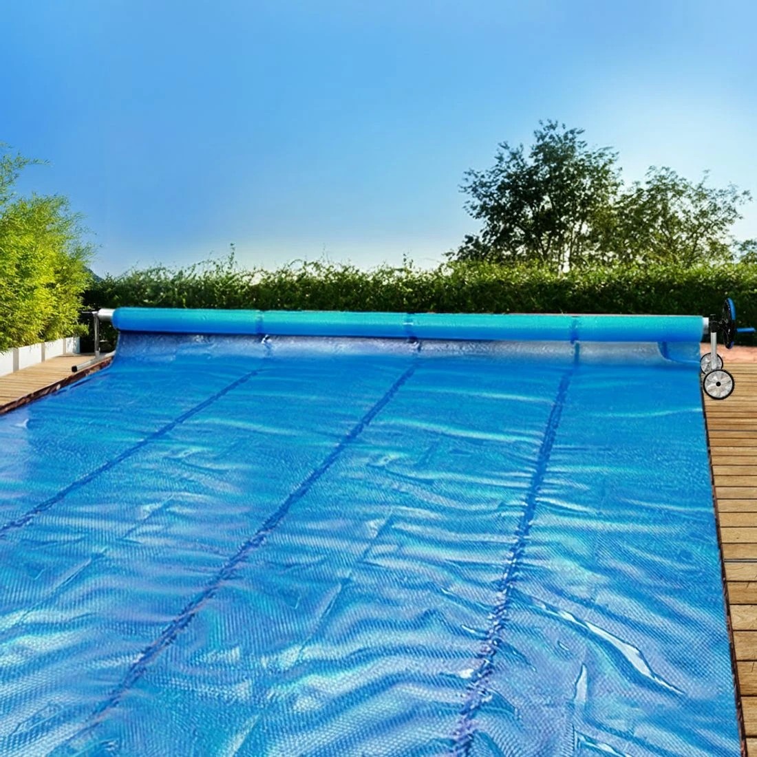 4 Aquabuddy Pool Cover 600 Micron 6.5x3m w/ Roller 5.55m Swimming Pools Solar Blanket - Multi, 4 of 4