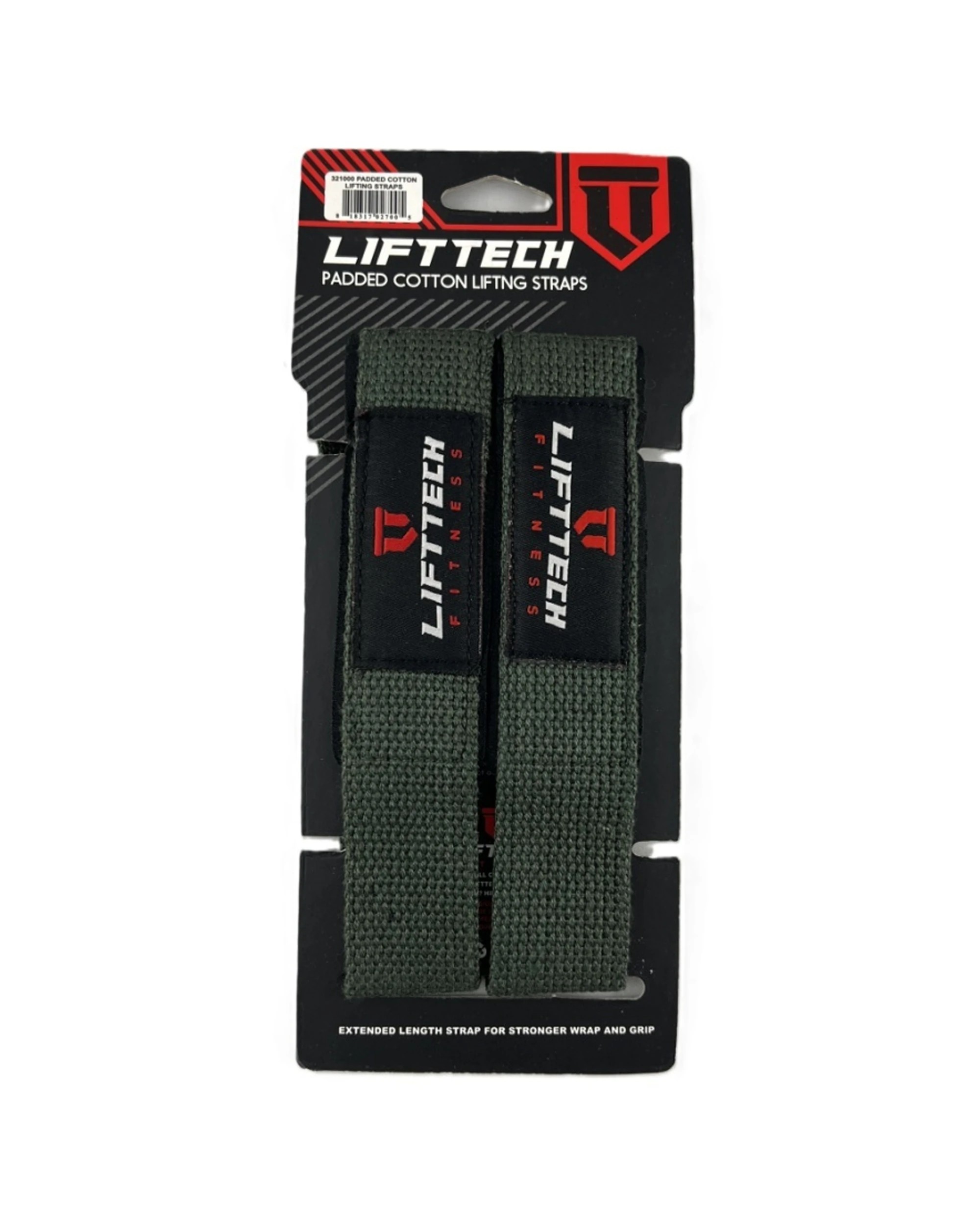 1 Lift-Tech Fitness 2pc Neo-Tech Padded Cotton Wrist Support Lifting Straps 21.5In - Grey, 1 of 3