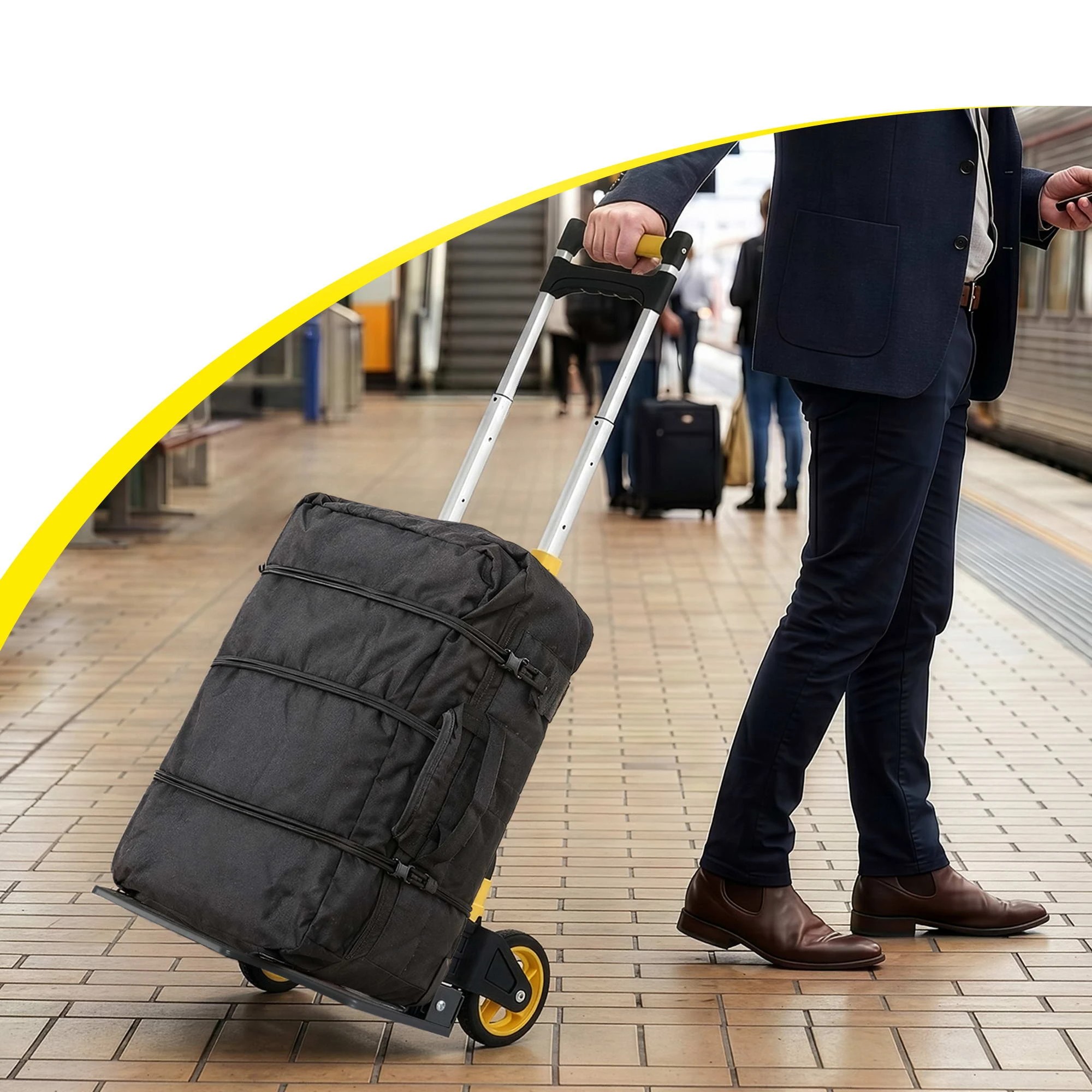 5 Giantz Folding Trolley Portable Hand Truck Lightweight Travel Luggage - Black, 5 of 9