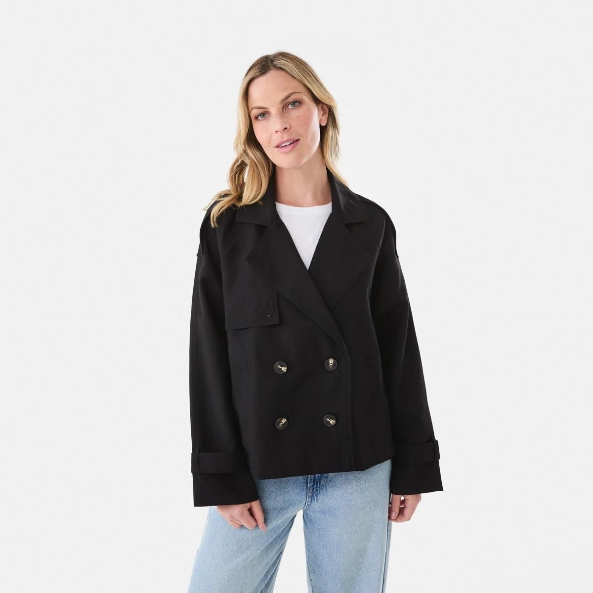 2 Crop Trench Coat Black, 2 of 8