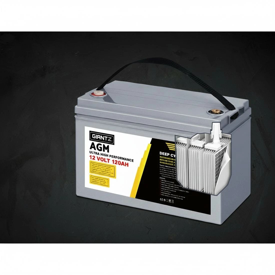4 Giantz AGM Deep Cycle Battery 12V 120Ah x2 Box Portable Solar Caravan Camping - Grey, 4 of 7