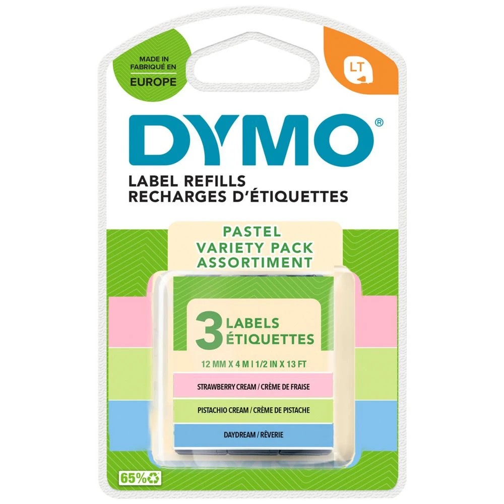 1 Dymo LetraTag Pastel Tape Assorted 3 Pack, 1 of 7