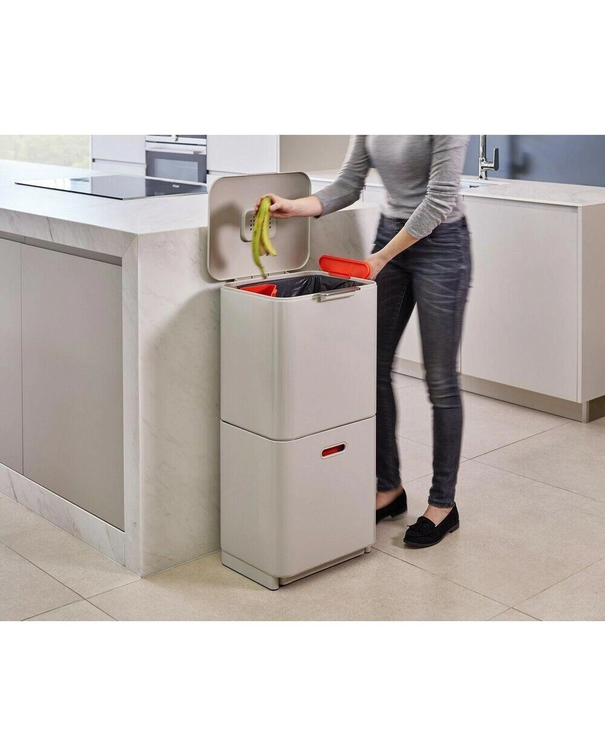7 Joseph Joseph Totem Max Waste Separation 60L Bin Stone 30061, 7 of 10