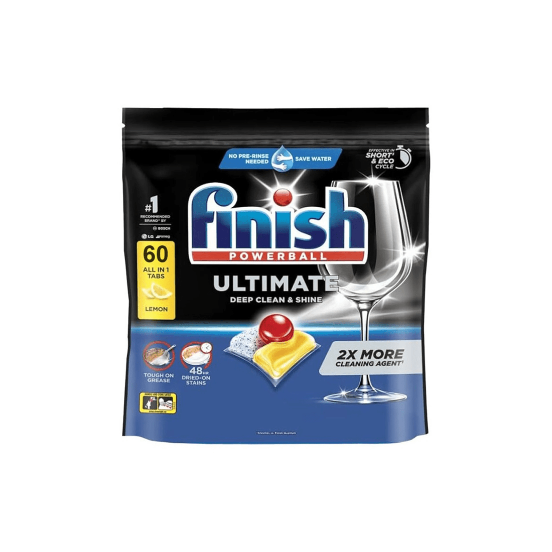 1 Finish Powerball Ultimate Dishwasher Tablets 60pc Lemon Scented Time Saving, 1 of 3