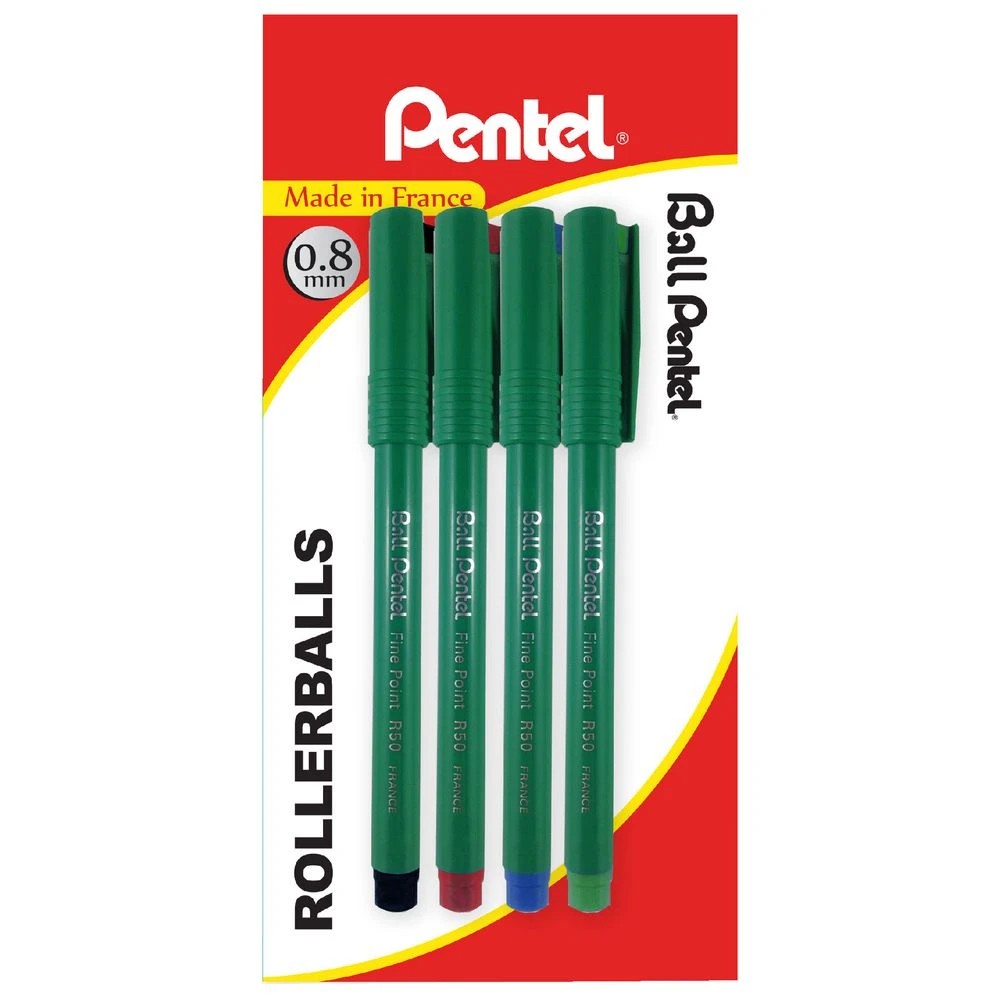 2 Pentel R50 Rollerball Pens Assorted 4 Pack, 2 of 3