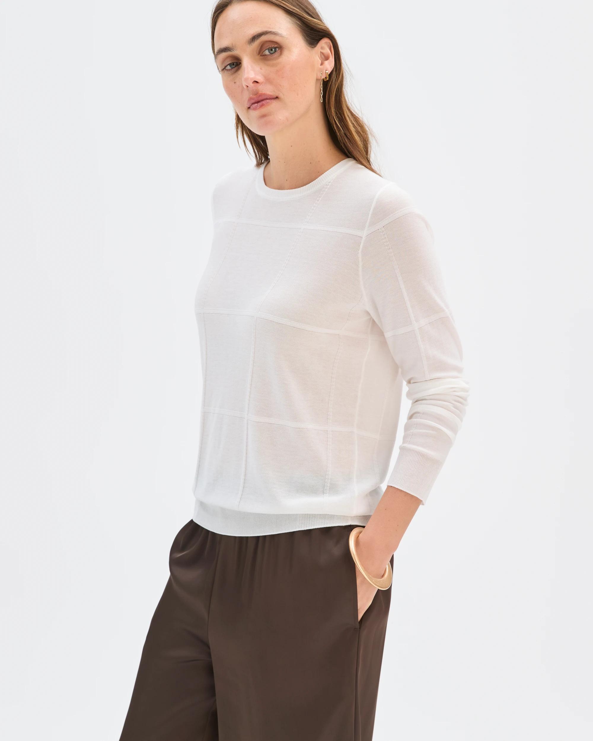 4 Preview Windowpane Knit Jumper CLOUD DANCER, 4 of 7