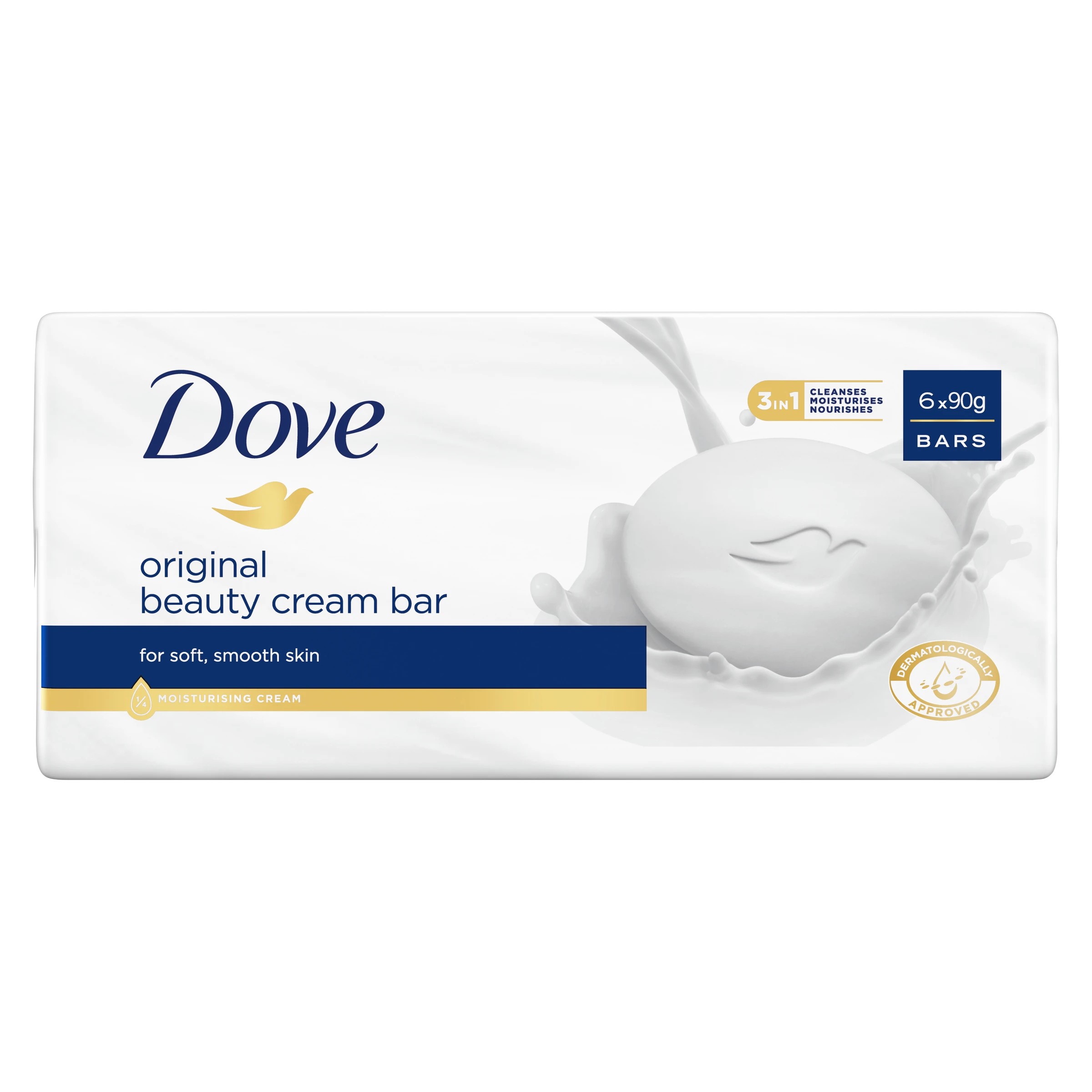 1 Dove 6 Pack Original Beauty Cream Soap Bar 90g, 1 of 8