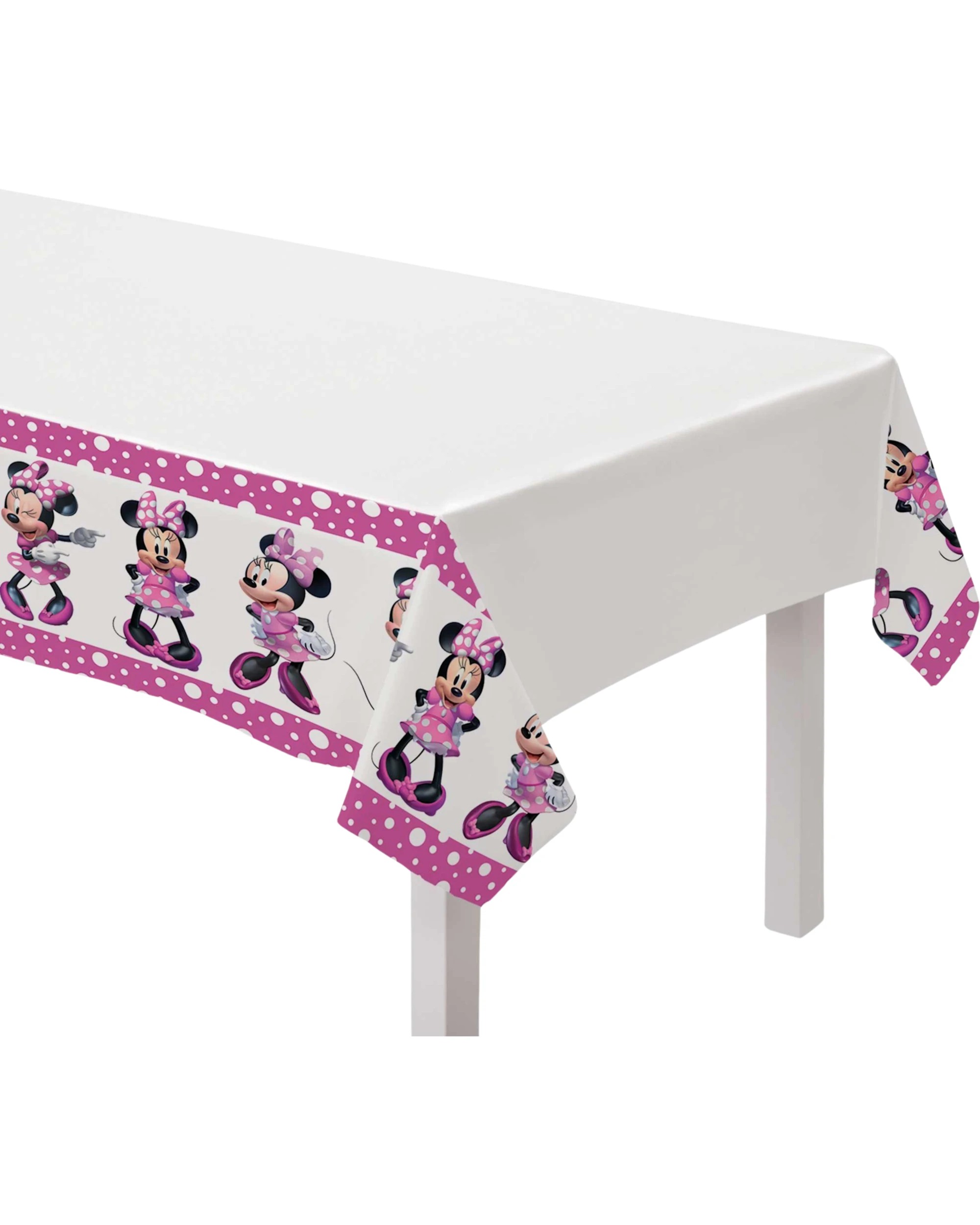 2 Amscan Minnie Mouse Forever Plastic Table Cover - Pink and White, 2 of 3