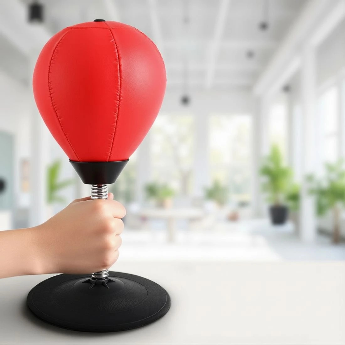 5 Everfit Desktop Punching Boxing Bag Stand Set with Pump Swivel Speed Balls - Red, 5 of 6