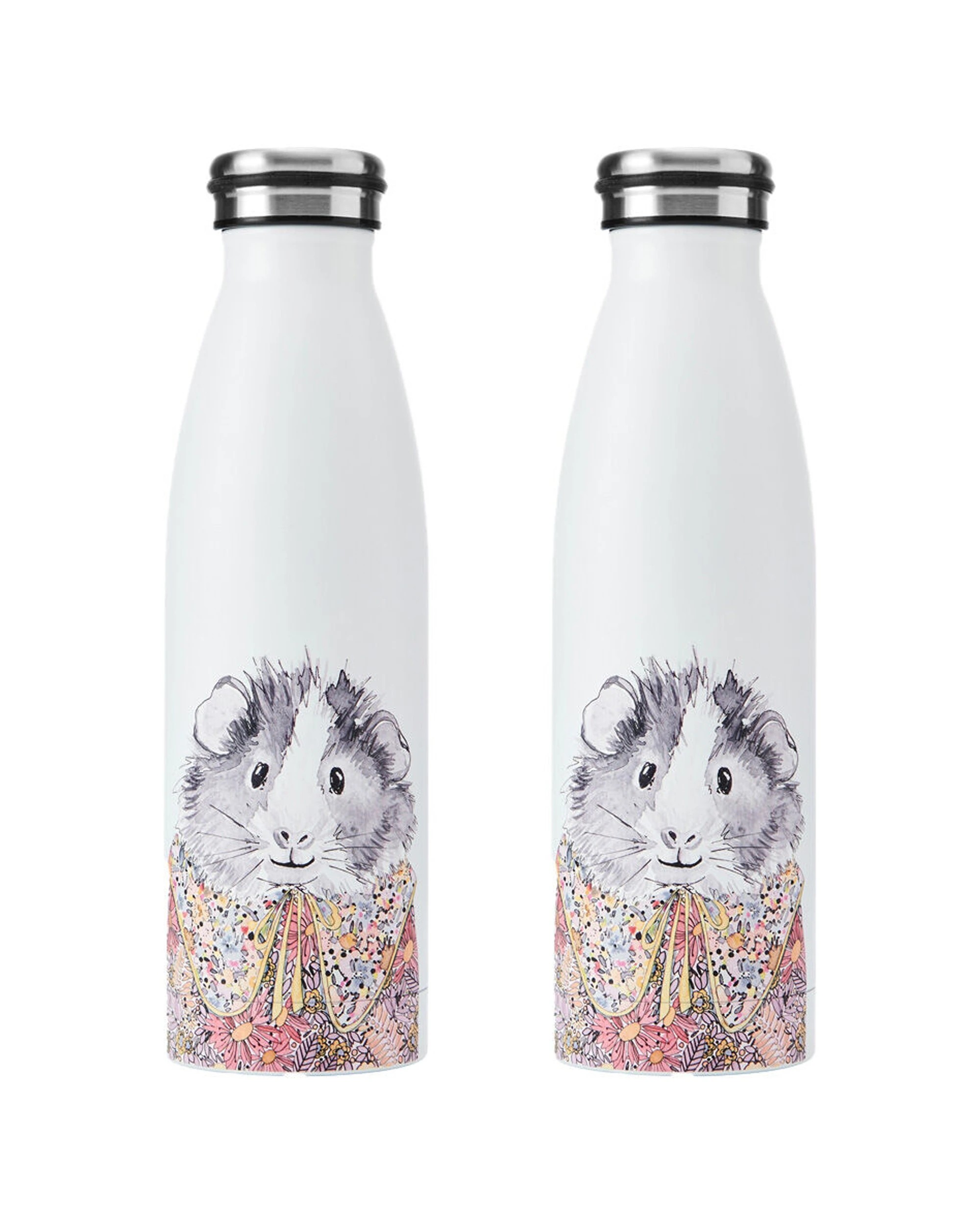 1 Mikasa 2PK Guinea Pig Themed Sleeved Insulated Water Bottle Vacuum Insulated 500mL - White, 1 of 5