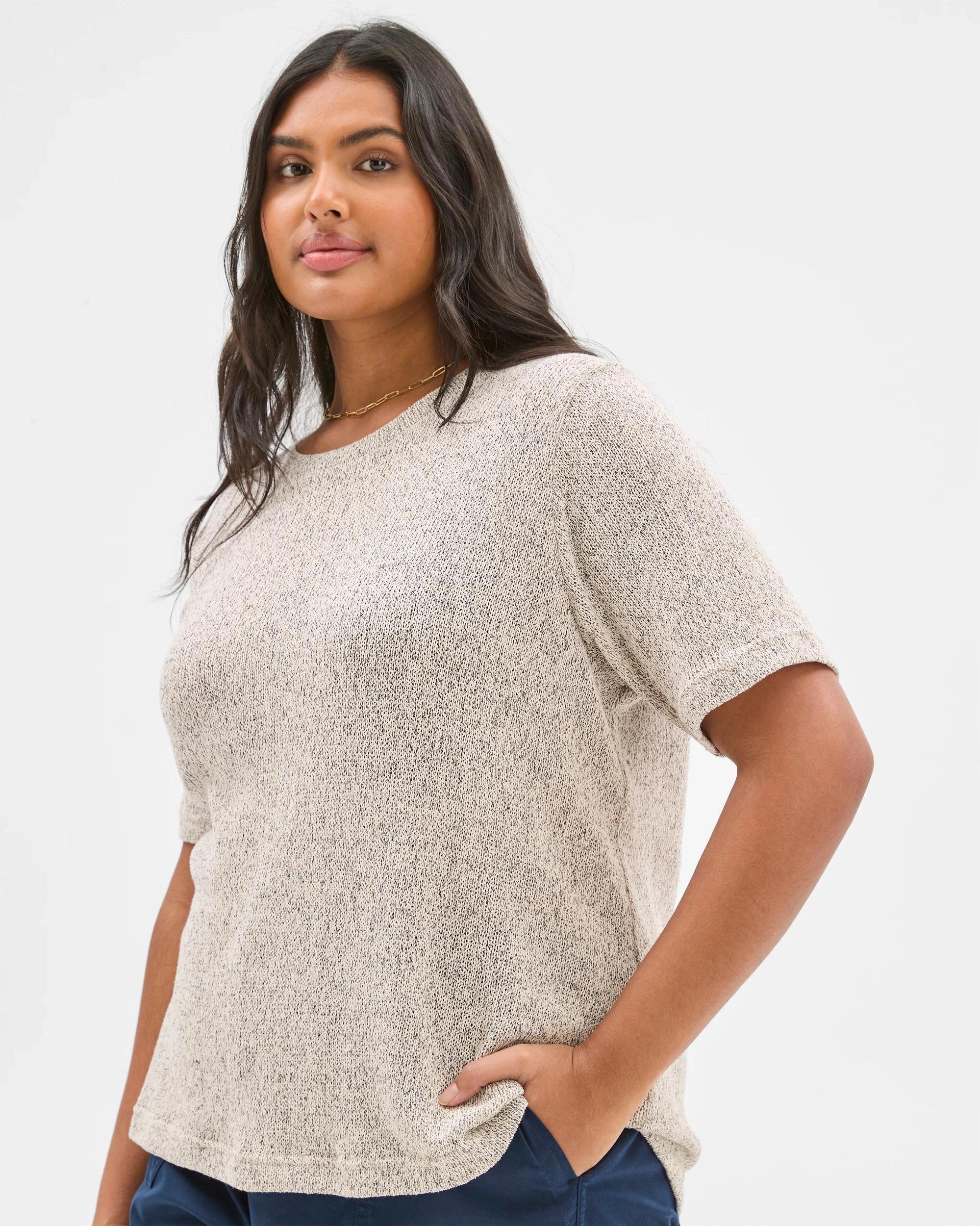 1 Target Plus Size Australian Cotton Blend Textured T-Shirt OATMEAL MARLE, 1 of 5